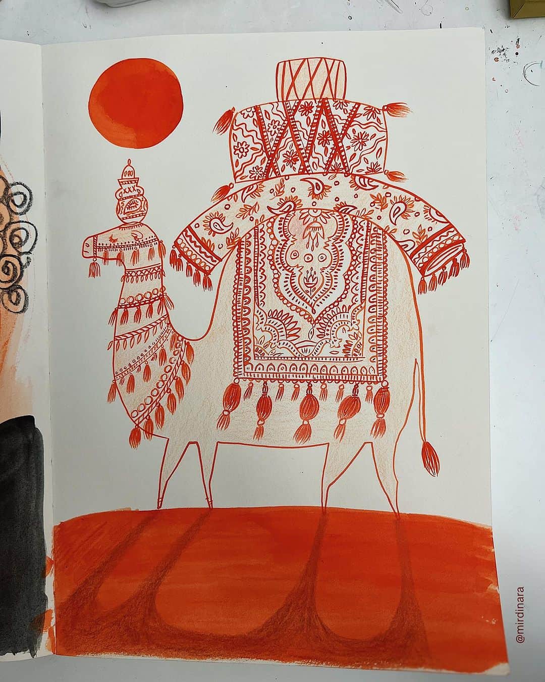 Dinara Mirtalipovaのインスタグラム：「A recent page from my sketchbook  P.s. if you’re into Patreon, you can find me there too under Mirdinara. My Patreon is only for sketchbook honesty, the pretty and the ugly - all goes in there. Permission to try, fail, and let go. Well, I obviously like this one :)) that’s why it’s here )))  #mirdinarasketchbooks」
