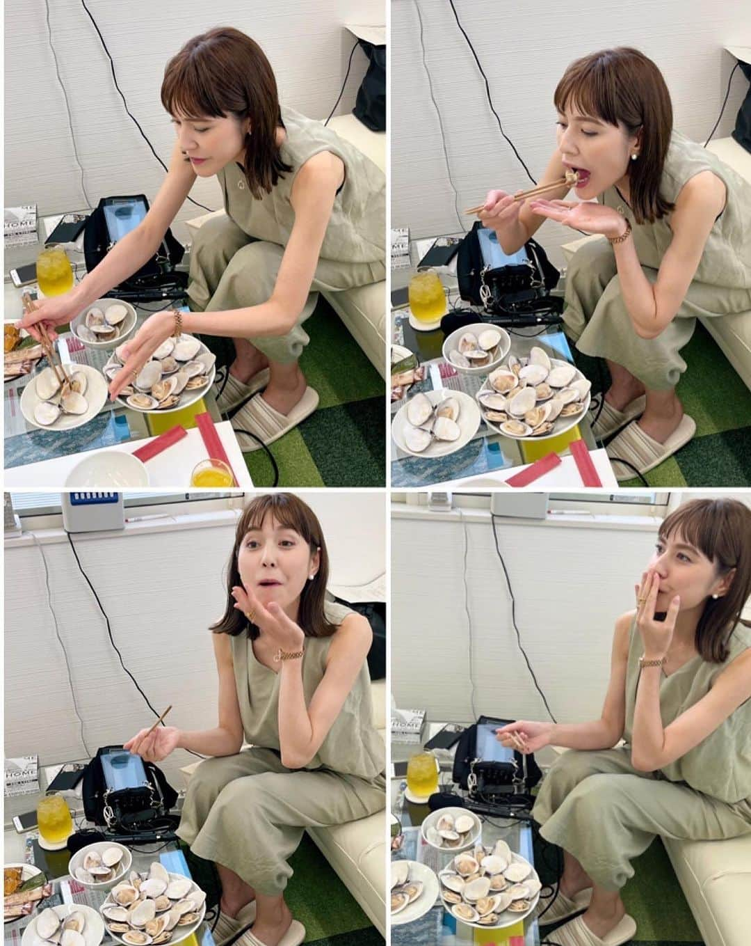 佐藤由季さんのインスタグラム写真 - (佐藤由季Instagram)「お口の中に幸せ広がる〜🥰 そんな8/21のbayfmプレシャスレポートは #不動丸 から遠藤ご夫妻と生中継でした🎤  不動丸さんは旭市にある飯岡漁港の漁船で 刺し網漁・貝桁漁をされています🐟 そして、bayfm公式通販サイト  #78store @78store_official でも この5月から掲載がスタートしていて 大人気の活きたはまぐりで作る 冷凍加工品を販売！ 直売所では、九十九里浜で獲れたお魚・伊勢海老・ワタリガニも😍 なんと贅沢な、、、🤤  ヨダレをいっぱい垂らしながら（笑） 次から次へといただいちゃいました🙏  ☆開いちゃいました♪ 　九十九里産酒蒸しはまぐり 旨み凝縮！身もしっかり！ 噛めば噛むほどジュワジュワジュワ〜と 味が濃くなっていく感じ☺️ ビールにも絶対合うなぁ〜🍻  ☆幸運のはまぐり☆ 　九十九里産酒蒸しはまぐり 身がふっくら柔らかい！ しっとりしていてそのままはもちろん お吸い物やパスタなど お料理との相性も良さそう👍  こんなにも食感が違うの！？ どちらも冷凍なの！？ 電子レンジでチンすれば良いだけなの！？ 簡単なのに、、、 とにかく信じられないくらい美味しい！！  ☆伊勢海老 リキッド凍結したものと新鮮な生のものと 食べ比べさせていただきました😍  新鮮なものは身がプリッと引き締まってる！ 甘みもあってそれはもちろん美味しいのです が・・・・・ リキッド凍結したものに驚き😳 甘みが増してとろ〜んとしていて お醤油をつけずにそのままで美味しい🤭 (むしろ私はこちらの方が好きかも💕)  ハマグリも伊勢海老も-30℃で瞬時に 冷凍する #リキッド凍結 の技術に 驚きの連続でした！！ 冷凍の概念が覆された！！！！ 皆さん、食べてみたら分かります！！ 私もしっかりお買い物をして、、、 今日クール便で届けていただきました🐟 素敵な手書きのお手紙まで入っていて 感動🥹💓遠藤ご夫妻の温かさはもちろん 明るく楽しい店員さんたちにも 美味しい海の幸にも元気をいただく 幸せなお時間でした☺️ 沢山のお心遣いをありがとうございました またお会いしに行きたいなぁ〜🎶  #bayfm  #アンナミラクル  #プレシャスレポート  #飯岡漁港  #海の幸 #旭市 #千葉県  #ハマグリ #はまぐり #蛤  #伊勢海老  #海鮮大好き  #フリーアナウンサー  #佐藤由季  #ずーーっと食べてた 🤤 #美味しい楽しい嬉しいが止まらない 🎶 #遠藤さんご夫妻も素敵 💓 #名物定員さんにもお会いしちゃった 😍」8月23日 15時28分 - yukisato0710