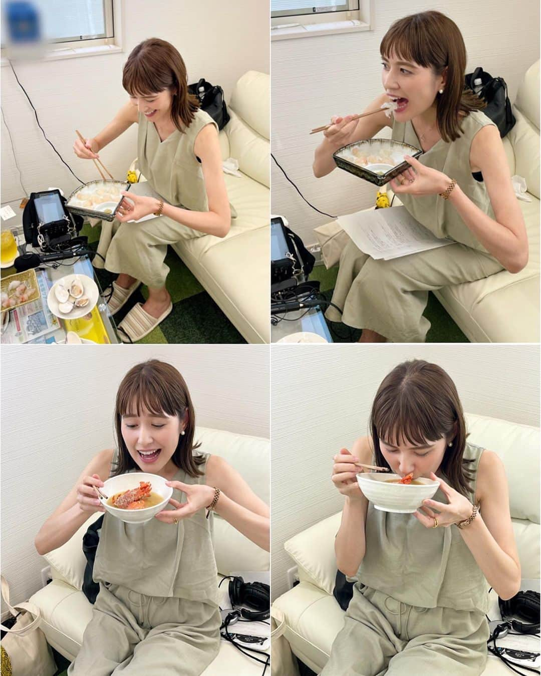 佐藤由季さんのインスタグラム写真 - (佐藤由季Instagram)「お口の中に幸せ広がる〜🥰 そんな8/21のbayfmプレシャスレポートは #不動丸 から遠藤ご夫妻と生中継でした🎤  不動丸さんは旭市にある飯岡漁港の漁船で 刺し網漁・貝桁漁をされています🐟 そして、bayfm公式通販サイト  #78store @78store_official でも この5月から掲載がスタートしていて 大人気の活きたはまぐりで作る 冷凍加工品を販売！ 直売所では、九十九里浜で獲れたお魚・伊勢海老・ワタリガニも😍 なんと贅沢な、、、🤤  ヨダレをいっぱい垂らしながら（笑） 次から次へといただいちゃいました🙏  ☆開いちゃいました♪ 　九十九里産酒蒸しはまぐり 旨み凝縮！身もしっかり！ 噛めば噛むほどジュワジュワジュワ〜と 味が濃くなっていく感じ☺️ ビールにも絶対合うなぁ〜🍻  ☆幸運のはまぐり☆ 　九十九里産酒蒸しはまぐり 身がふっくら柔らかい！ しっとりしていてそのままはもちろん お吸い物やパスタなど お料理との相性も良さそう👍  こんなにも食感が違うの！？ どちらも冷凍なの！？ 電子レンジでチンすれば良いだけなの！？ 簡単なのに、、、 とにかく信じられないくらい美味しい！！  ☆伊勢海老 リキッド凍結したものと新鮮な生のものと 食べ比べさせていただきました😍  新鮮なものは身がプリッと引き締まってる！ 甘みもあってそれはもちろん美味しいのです が・・・・・ リキッド凍結したものに驚き😳 甘みが増してとろ〜んとしていて お醤油をつけずにそのままで美味しい🤭 (むしろ私はこちらの方が好きかも💕)  ハマグリも伊勢海老も-30℃で瞬時に 冷凍する #リキッド凍結 の技術に 驚きの連続でした！！ 冷凍の概念が覆された！！！！ 皆さん、食べてみたら分かります！！ 私もしっかりお買い物をして、、、 今日クール便で届けていただきました🐟 素敵な手書きのお手紙まで入っていて 感動🥹💓遠藤ご夫妻の温かさはもちろん 明るく楽しい店員さんたちにも 美味しい海の幸にも元気をいただく 幸せなお時間でした☺️ 沢山のお心遣いをありがとうございました またお会いしに行きたいなぁ〜🎶  #bayfm  #アンナミラクル  #プレシャスレポート  #飯岡漁港  #海の幸 #旭市 #千葉県  #ハマグリ #はまぐり #蛤  #伊勢海老  #海鮮大好き  #フリーアナウンサー  #佐藤由季  #ずーーっと食べてた 🤤 #美味しい楽しい嬉しいが止まらない 🎶 #遠藤さんご夫妻も素敵 💓 #名物定員さんにもお会いしちゃった 😍」8月23日 15時28分 - yukisato0710