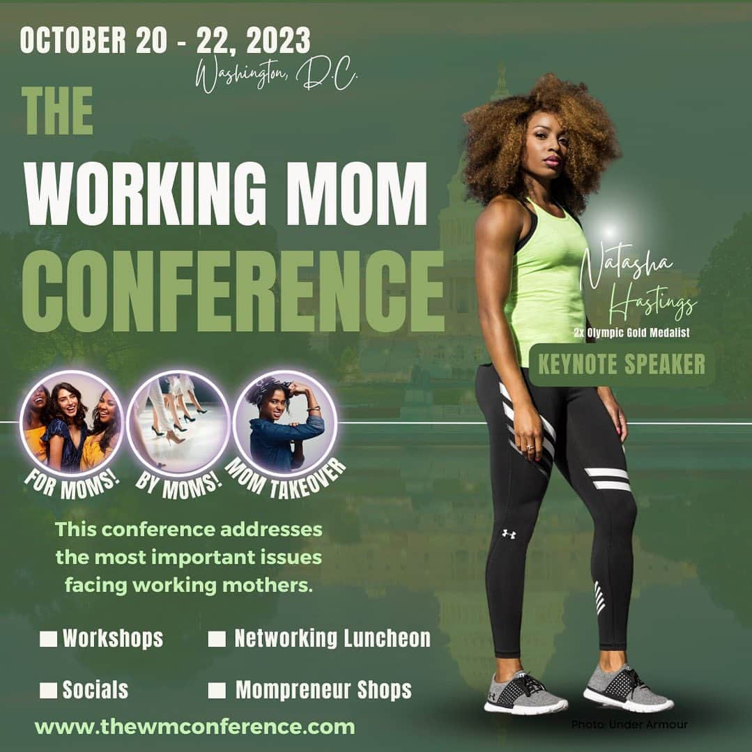 ナターシャ・ヘイスティングスさんのインスタグラム写真 - (ナターシャ・ヘイスティングスInstagram)「I am excited to be the Keynote Speaker at The Working Mom Conference 2023! Join us this October in Washington, D.C. as I share my story, along with practical solutions of how I balanced a career as a professional athlete and motherhood.  At the 2023 Working Mom Conference, you'll have the chance to learn from successful working moms, gain valuable insights into balancing work and family, and connect with other like-minded women. Whether you're a new mom returning to work or a seasoned professional looking to take your career to the next level, this conference is the perfect opportunity to grow and thrive.  Don't miss out on this incredible event! Register now to secure your spot @workingmomconference.  #WMC2023 #workingmoms #DMV #MotherhoodConnection」8月24日 2時45分 - natashahastings