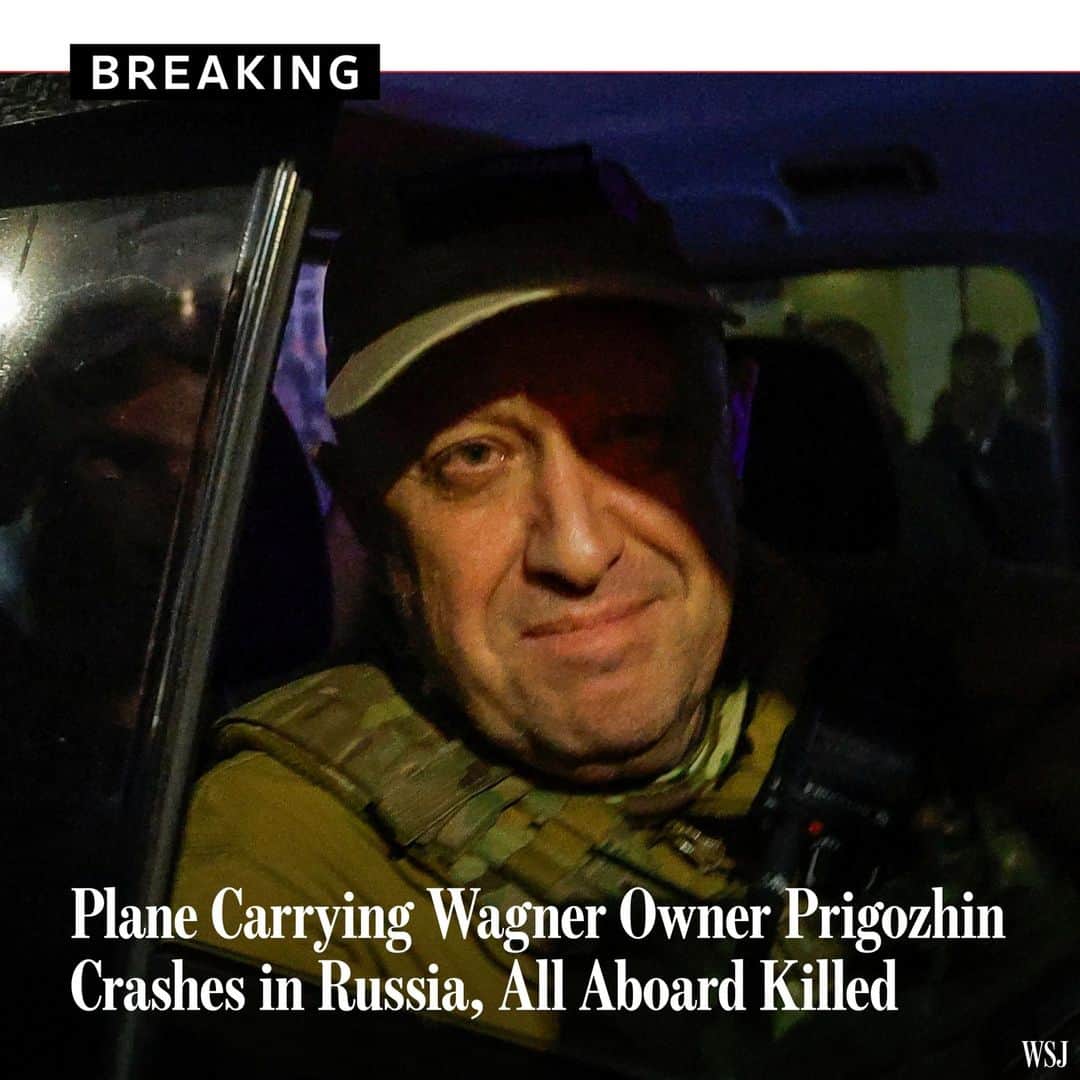 Wall Street Journalさんのインスタグラム写真 - (Wall Street JournalInstagram)「A business jet that had Yevgeny Prigozhin, the owner of the Wagner paramilitary group, among its passengers crashed northwest of Moscow, Russia’s state Tass news agency said citing aviation authorities, with all 10 people aboard killed.⁠ ⁠ Footage posted by onlookers in the Tver region showed what seemed like the trail of an antiaircraft missile and then the jet, an Embraer Legacy 600, falling out of the sky with one wing missing. Social media channels close to Wagner said that Russian air defenses had shot down the plane, which was one of several aircraft owned by Prigozhin.⁠ ⁠ Wagner’s owner, a one-time caterer and confidant of President Vladimir Putin, launched a mutiny in June, taking over the southern city of Rostov and marching on Moscow as he demanded the ouster of Russia’s defense minister and the chief of general staff. At the time, Wagner troops shot down several Russian military aircraft.⁠ ⁠ Russian officials didn’t provide a reason for Wednesday’s plane crash. ⁠ ⁠ Read more at the link in our bio.⁠ ⁠ Photo: Alexander Ermochenko/Reuters」8月24日 2時56分 - wsj