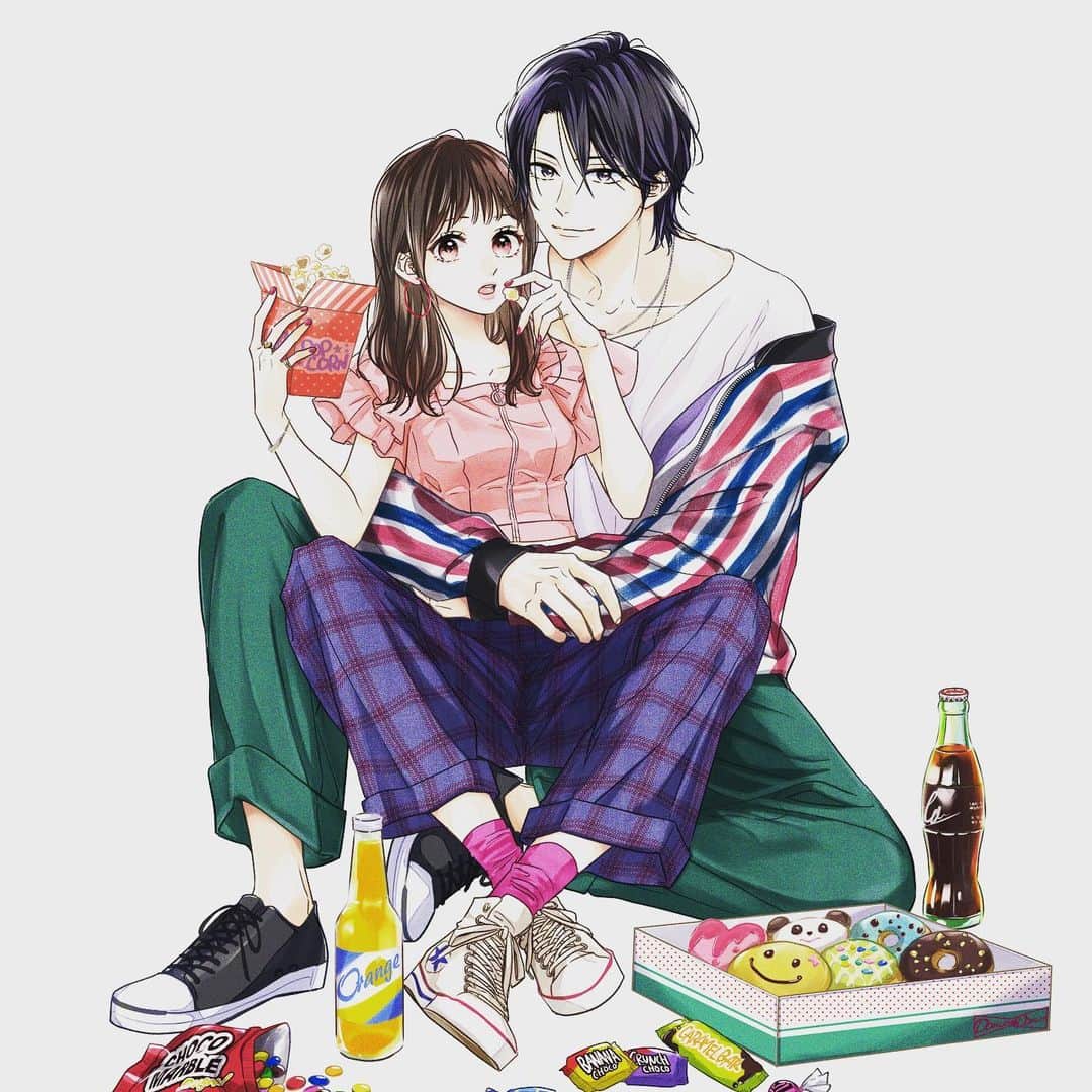 あなしんのインスタグラム：「デザート10月号発売中です！ 「運命の人に出会う話」17話、 表紙巻頭で載せていただいてます。 よろしくお願い致します🙇‍♀️  一枚目の画像が表紙イラストで 次からの5枚が扉絵に使われたイラストです。  4巻の続きから読めます！ 楽しんでいただけますように✨」