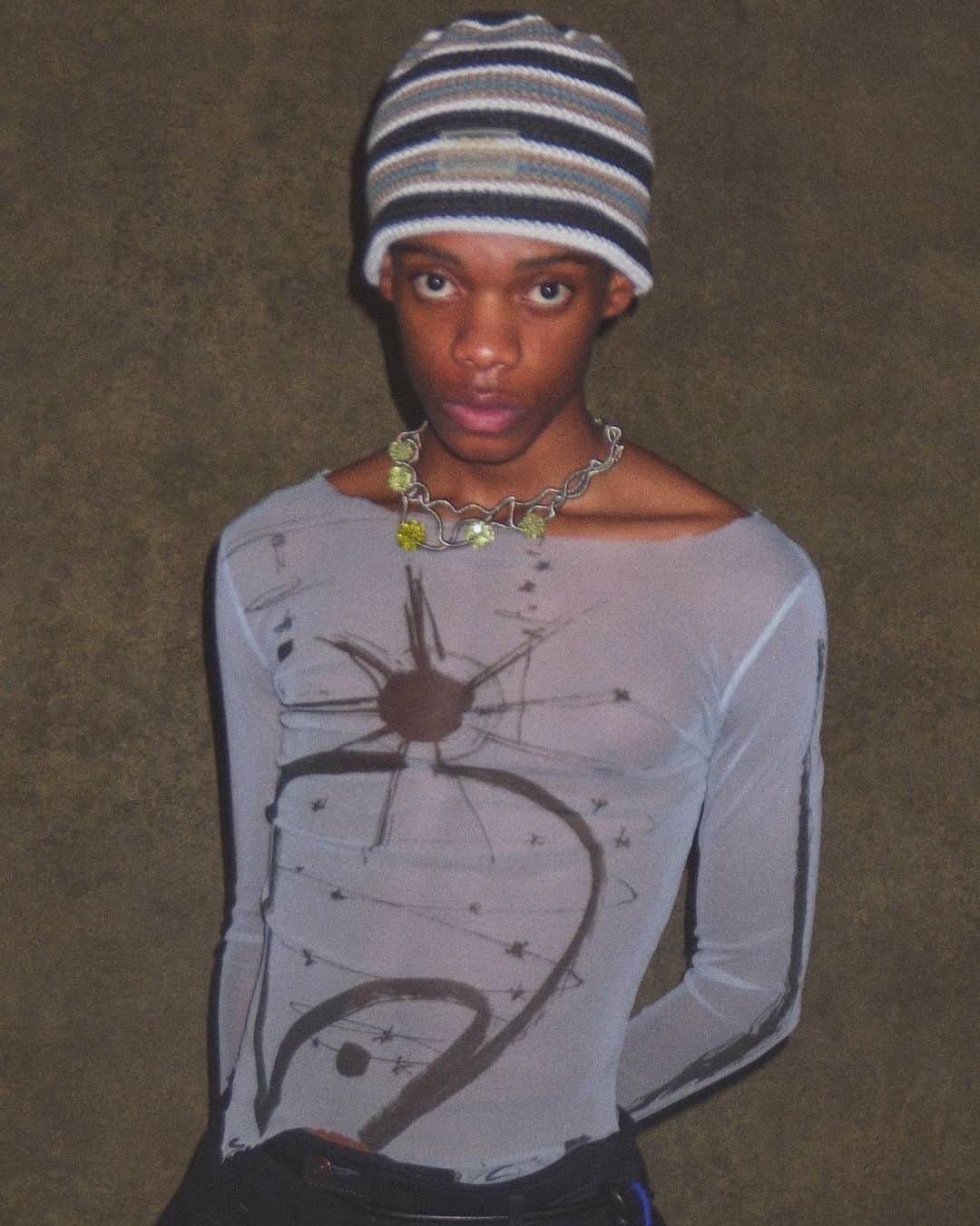 のインスタグラム：「AW23 COLLECTION  “Mid night cowboy”  1st delivery  available in store  Dress collaboration wit @maytenicolee  Hat @cycle_by_myob   Look Photograph @tsutomuono  Styling @tatsuyashimada1984  Hair make up @torivomit」