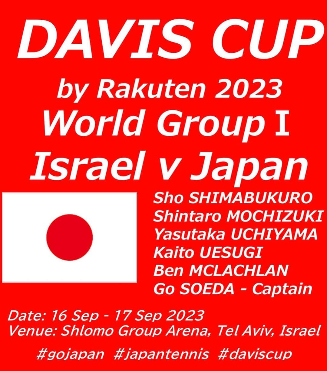 内山靖崇のインスタグラム：「9/16,17の対イスラエル戦のデ杯日本代表メンバーに選んでいただきました！ 2012年のイスラエル戦をサポートメンバーとして現地で観て、デ杯のタフさ、重みを肌で感じた対戦でした。  そんなイスラエル戦に選んで頂いたことは自分にとって大きな意味があります。  日本チームの勝利のために頑張ります！  #daviscup  #teamjapan  #tennis  #デビスカップ  #日本代表  #テニス  #内山靖崇  #積水化学  #adidas  #head  #mtsテニスアリーナ三鷹  #toalson  #bluesixtrainingclub」