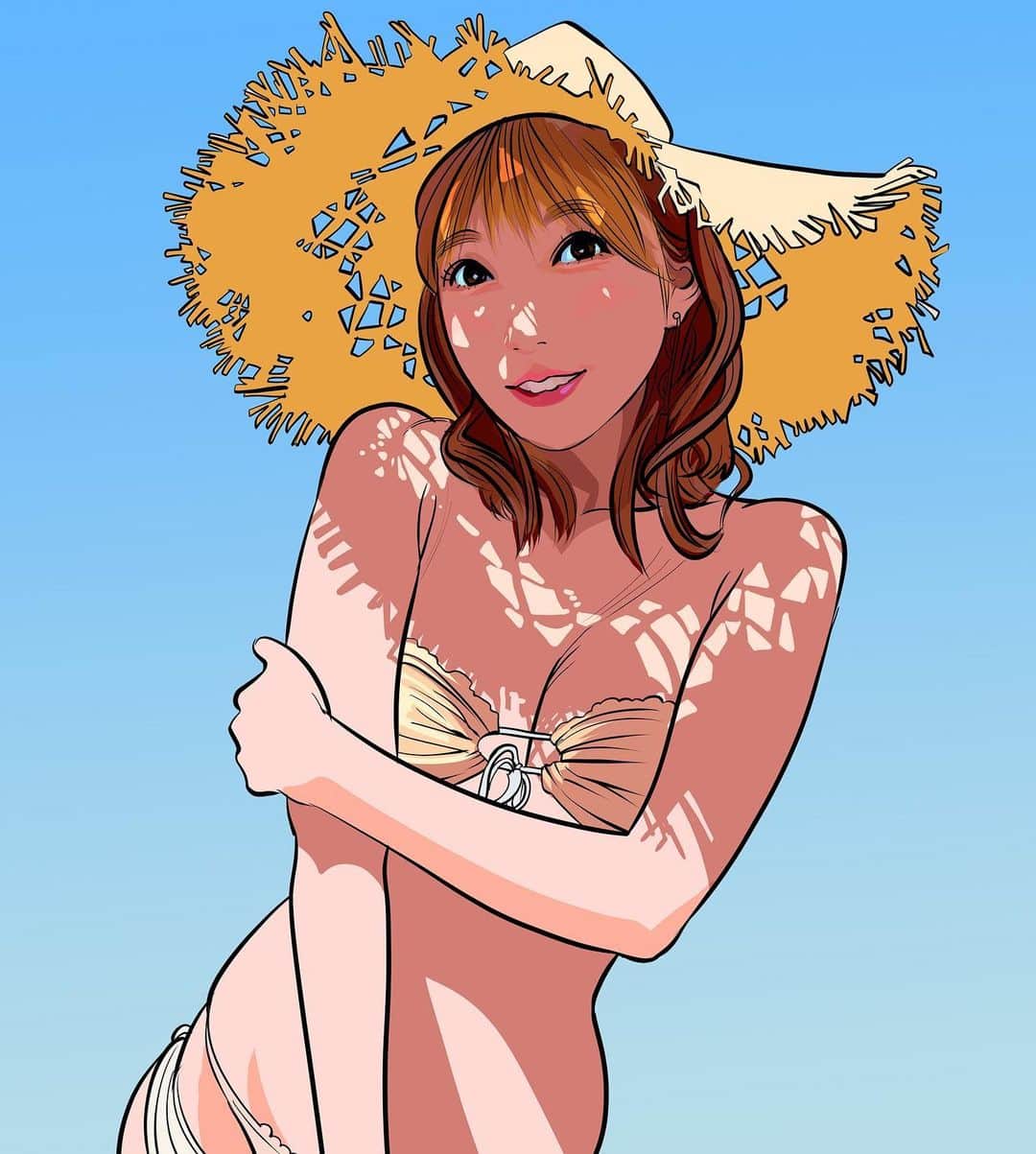 てらりんのインスタグラム：「『霜月めあさん(@meameachan )』  #イラスト #イラストレーション #コスプレイヤー #グラビアモデル #霜月めあ #illustration #portrait #art #drawing #cosplayer #bikinimodel #shimotsukimea」