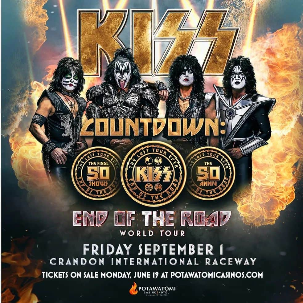 KISSさんのインスタグラム写真 - (KISSInstagram)「The #EndOfTheRoadTour invades Crandon International Raceway on Friday, September 1st! See you there, #KISSARMY #Wisconsin. cartercasino.com/events/kiss」8月24日 7時04分 - kissonline