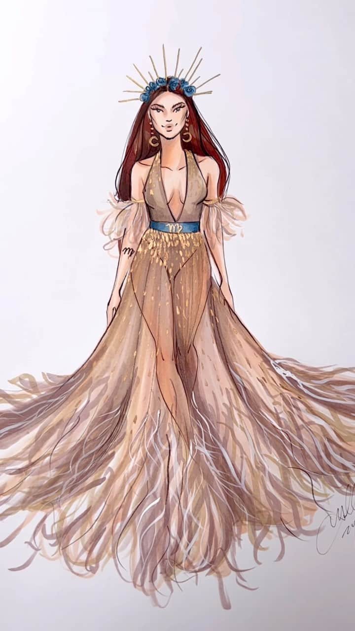 Holly Nicholsのインスタグラム：「Final Virgo Illustration  #virgo #virgoseason #zodiac #fashionillustration #asmr #oddlysatisfying」