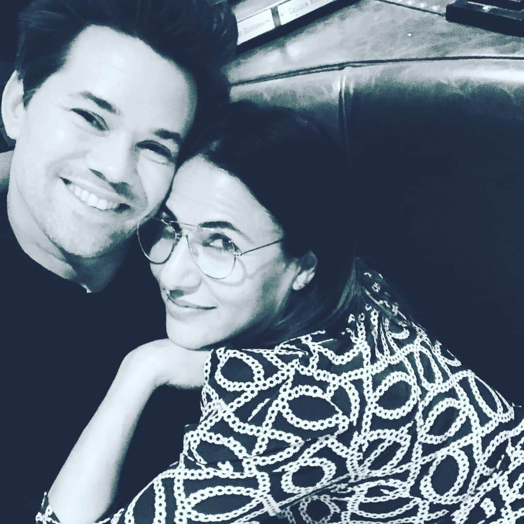 ジェニファー・コナーのインスタグラム：「could not love you more @andrewrannells ! so grateful for your friendship. (and a black and white filter) happy birthday!!!!」