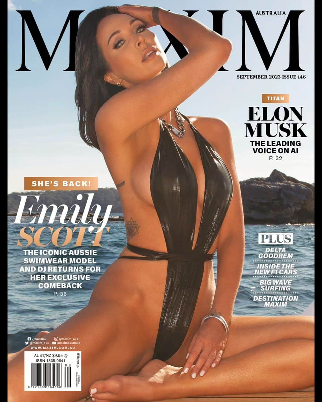 エミリー・スコットのインスタグラム：「Grab the September issue of @maxim_aus with @emilyscottofficial on the cover, shot exclusively for MAXIM by @neildixonphoto in @houseofvaunt. Creative Facilitator: @iam_friendofsmallstone / @iam.smallstone. Location: @marksarian. In this issue: we feature a flashback to our 2020 Delta Goodrem shoot to celebrate her new single and 20th anniversary tour, take a look inside @f1's new cars, go big wave surfing and take a trip to @galleybayresort in Antigua with our latest group of stunning models for @destinationmaxim (shot by @rockybatchelor with videography by @alex_scapens). It's only in September MAXIM Australia - the best thing to happen to men since women - in stores now!」