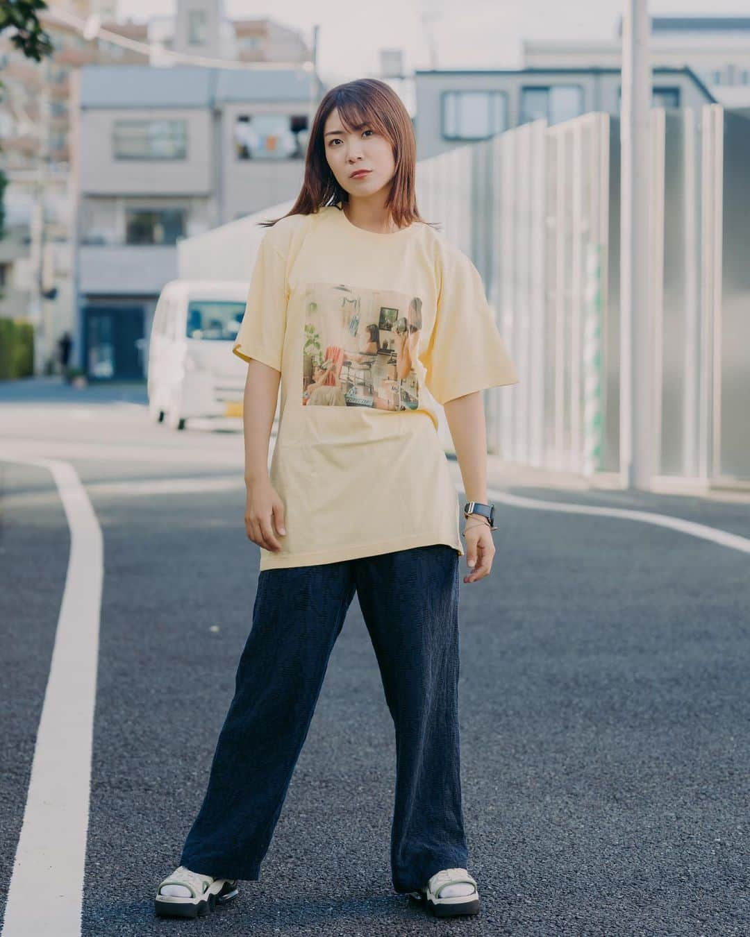 山崎あおいさんのインスタグラム写真 - (山崎あおいInstagram)「「観察日記１Tシャツ」着用写真  model山崎　164cm  グレー　M ライトイエロー　L アイスグリーン　L  ぜひ参考に🌱」8月24日 20時17分 - yamazaki_aoi