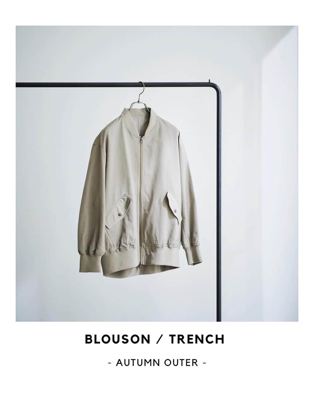 le. coeur blancのインスタグラム：「.  - AUTUMN OUTER -  ⁡ 秋を意識し始めたら、 早くからゲットしておきたい秋アウター🍂 ⁡ ▪︎ BLOUSON ⁡ さっと羽織るにはかっちりせず、 カジュアルダウンできるブルゾンが便利◎ デイリーユースにとっておきのアイテム。 ⁡ ⁡ ▪︎ TRENCH ⁡ 秋アウターの定番といえばトレンチ。 立体感あるハリ素材に、ショート丈のバランスがこなれ感を生む一枚。 ⁡ ------------- ⁡ バックコクーンミリタリーブルゾン ¥18,700 col : カーキグリーン / ダークブラウン no.3038078201 shop : 9/11(月)入荷予定 online store : 準備が整い次第販売開始 ⁡ ⁡ ツイルストレッチフードブルゾン ¥17,600 col : ブラック /カーキグリーン / ベージュ  no. 3037075801 shop : 販売中 ⁡ ⁡ ツイルショートトレンチ ¥25,300 col : ベージュ / カーキグリーン no. 3037073501 shop : 販売中 ⁡ ⁡ ▶︎アイテムの詳細は画像タップでCHECK！ ⁡ _____________________ < 𝗶𝗻𝘀𝘁𝗮 𝗹𝗶𝘃𝗲 𝘀𝗰𝗵𝗲𝗱𝘂𝗹𝗲 > 8/25(金)、8/29(火) ⁡ ※日時は変更になる場合もございます。 　詳しくは前日のストーリーズでお知らせします。 ⁡ ⁡ ⁡ ⁡ ⁡ ⁡ ⁡ ⁡ ⁡ ⁡ ⁡ ⁡ ⁡ ⁡ ⁡ ⁡ ⁡ ⁡ ⁡ ⁡ ⁡ ⁡ ⁡ #lecoeurblanc #ルクールブラン #le_23aw #autumn #le_web #blouson #hoodjacket #hoodblouson #trench #ブルゾン #トレンチ #アウター #秋アウター」