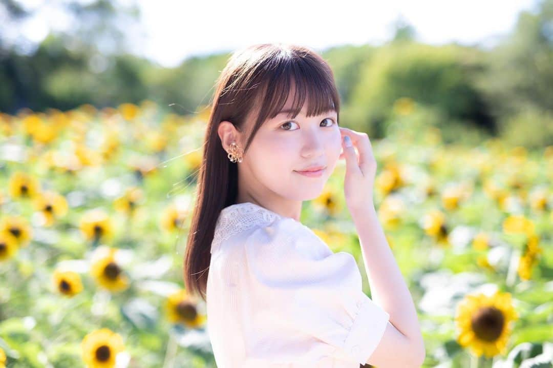 今井陽菜のインスタグラム：「向日葵たち🌻✨️ ・ ・ ・ #ポートレート #関西ポートレート #ポートレート撮影 #向日葵 #向日葵畑 #大阪 #長居植物園」