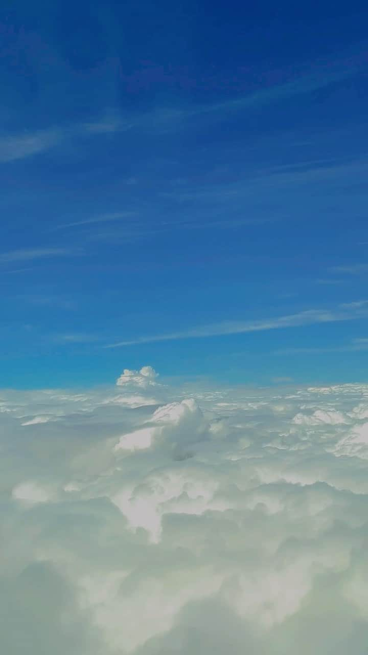 秋山ゆずきのインスタグラム：「. . 雨降る羽田から、雲の上へ✈️  地面から離れてフワッとする瞬間 ぞくぞくするよね。  雨降る雲に向かって進んで その先、 真っ白で前が何も見えなくなって ガタガタ揺れて 不安になって スっと現れる真青な空！  なんだ、こんな綺麗な場所が待ってたんだって。  雲の上って晴れてるんだね☺️  #飛行機 #空 #雲 #雲の上 #離陸 #離陸動画  #JAPAN #飛び立つ瞬間 #空の上」