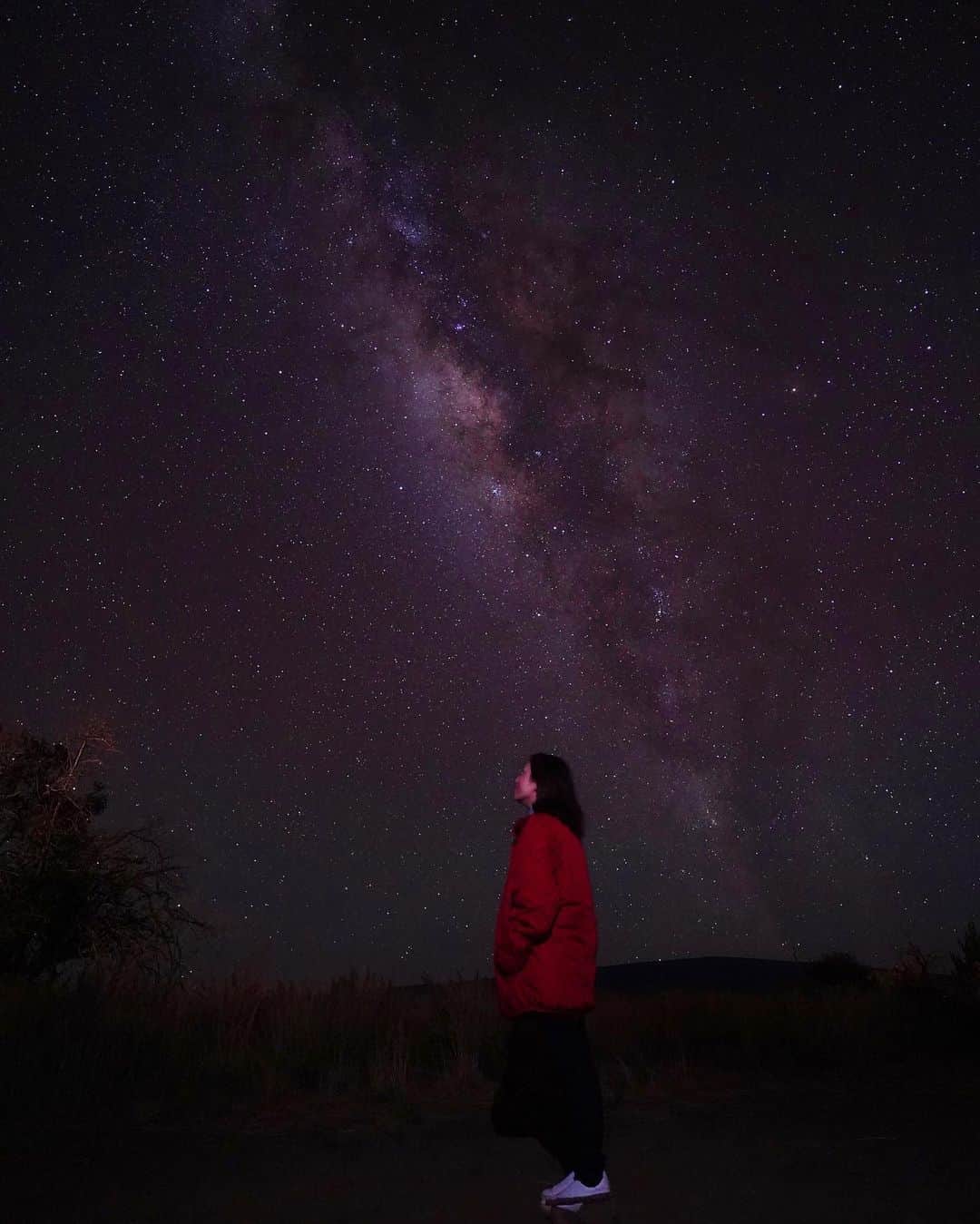 安岡あゆみのインスタグラム：「. 世界で一番綺麗な星が見られると言われているハワイ島🏝️ ツアーのフィナーレはマウナケア山麓で星空観察をしました。 マウナケアは「宇宙に一番近い場所」と言われており、周囲には天体観測を邪魔するような光や障害物がないので360度大パノラマの満点の星空を眺めることができます。 天の川や星座が肉眼でもくっきり見ることができて感動もの🥹 時間を時間を忘れてずっと眺めてしまいそうな幻想的で美しい星空でした🌌 標高2000m地点は10度前後なので防寒必須です。（アウターは貸していただきました⛄️） . . #hawaii #hawaiitrip #bigisland #bigislandcandies #ayumi_y_travel #ハワイ #ハワイ旅行 #ハワイ島 #ハワイ島旅行 #星空 #星空撮影 #星空フォト #ビッグアイランド」