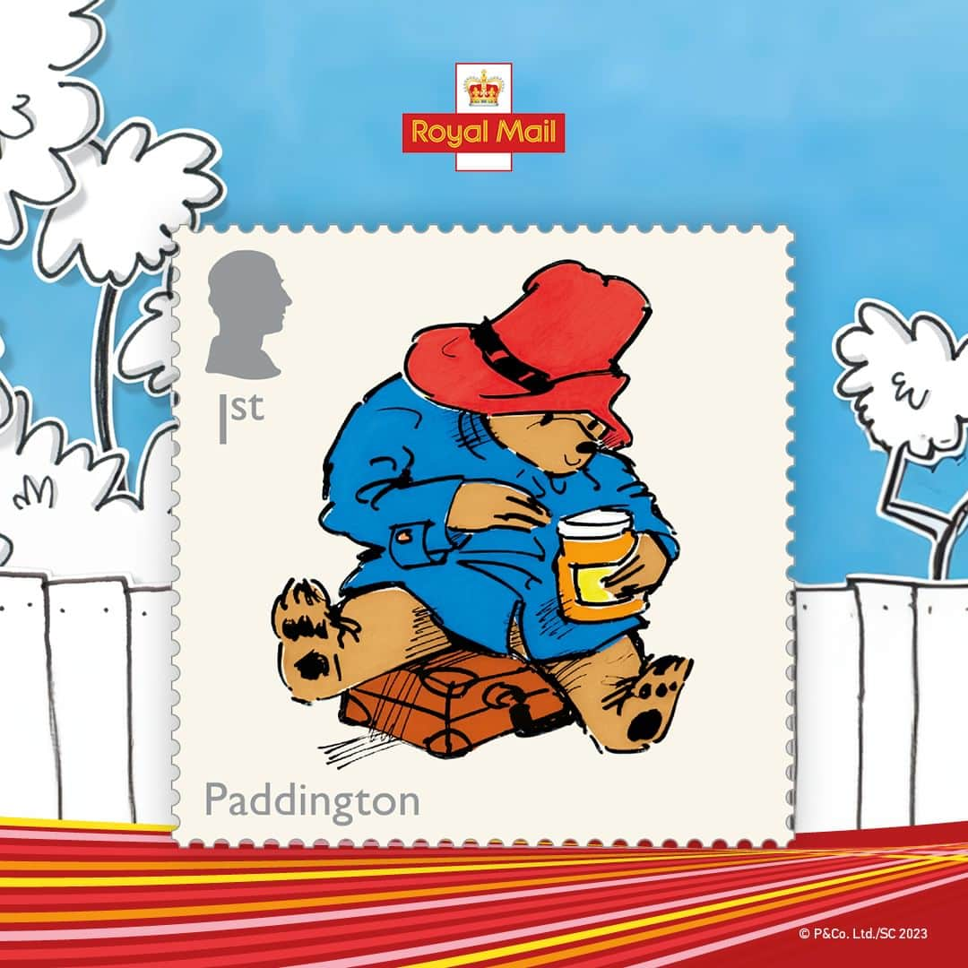 Paddington Bearのインスタグラム：「Paddington's letters to Aunt Lucy now have the perfect finishing touch. ✉️🐻  Celebrating 65 years since Michael Bond wrote A Bear Called Paddington, Royal Mail are releasing a special set of 10 Paddington stamps, featuring six illustrations from Ivor Wood & four classic scenes from the BBC's 1970s TV series. Available via the link in our story.」