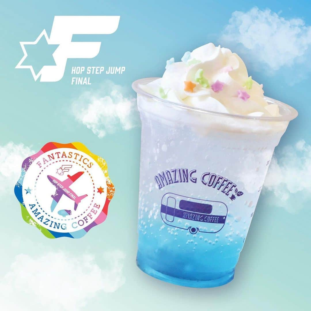 AMAZING COFFEEさんのインスタグラム写真 - (AMAZING COFFEEInstagram)「. 🌈FANTASTICS × AMAZING COFFEE☕  『FANTASTICS ARENA LIVE 2023 "HOP STEP JUMP" -THE FINAL-』が8月26日(土)・27日(日)でFINALを迎えます🔥  FINAL公演を記念して、大好評頂いた「パノシュワジェット〜JUMP in the sky〜」が中目黒店にて限定復活いたします✈️  また、ドリンク購入のお客様にオリジナルステッカーをプレゼント🎁 9つのカラーで彩られたFINAL仕様になっています🌈  この夏最後の最高な思い出を、アメコと一緒に作っていきましょう🌻  ✈️販売商品 パノシュワジェット〜JUMP in the sky〜 ¥680(税込)  ✈️販売期間 2023年8月26日(土)〜8月28日(月)  ✈️販売店舗 TOKYO NAKAMEGURO  【ステッカープレゼント注意事項】  ・ドリンク1杯につき、ステッカー1枚のプレゼントとなります。 ・準備数に達し次第、配布を終了させていただきます。予めご了承ください。   #AMAZINGCOFFEE #AMeCO #アメコ #Coffee #FANTASTICS #PANORAMAJET #パノシュワジェット #HOPSTEPJUMP #LIVE #FINAL #飛行機 #✈️ #炭酸 #炭酸ドリンク #ラムネ #TOKYONAKAMEGURO #saveyourneighbor @fantastics_fext @exile_sekai_official  @taiki_sato_official  @natsukisawamoto_official  @natsukihori_official  @leiya_seguchi_official  @keitokimura_official  @sotanakajima_official  @yuseiyagi_official」8月24日 20時00分 - amazing_coffee_official