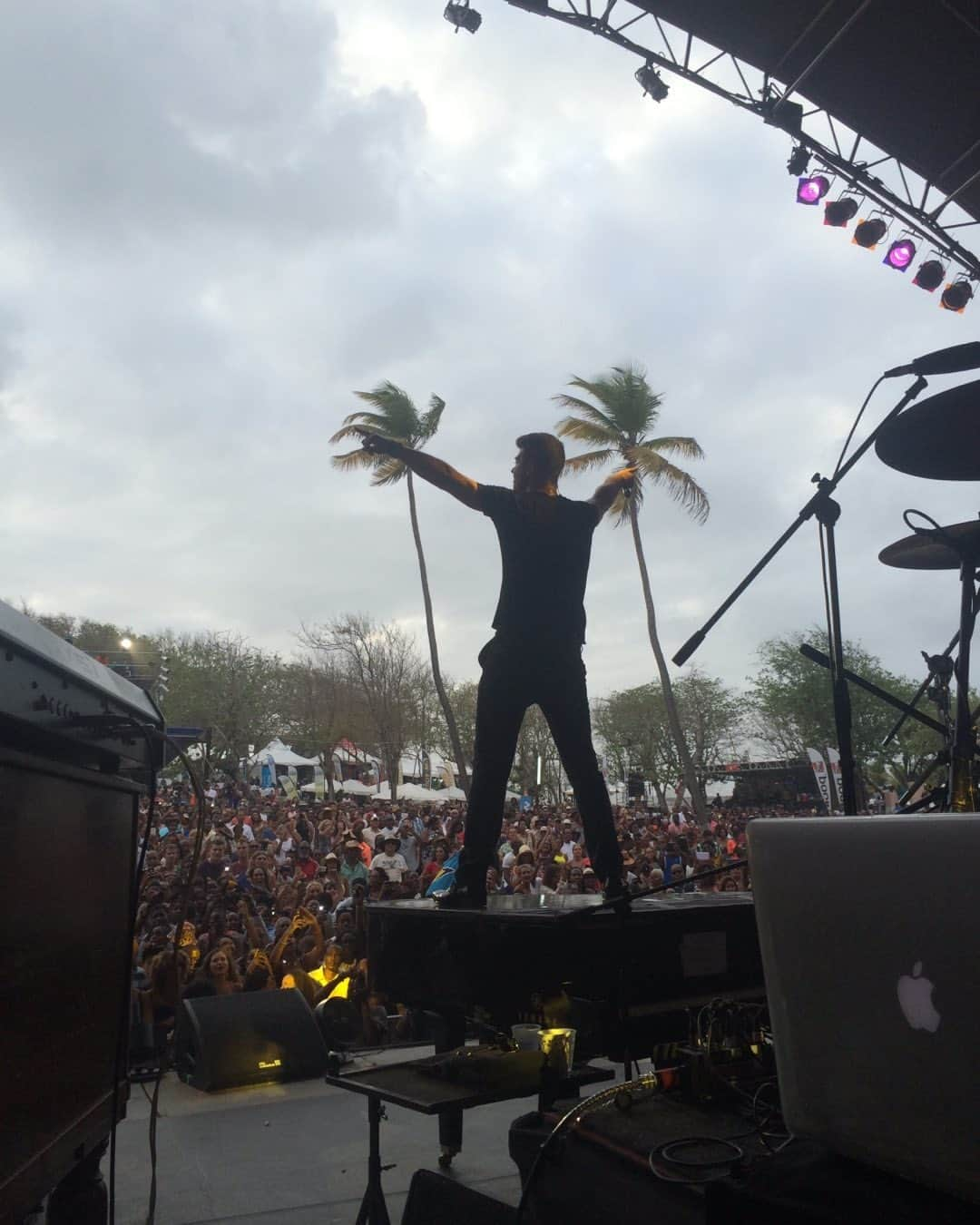 ロビン・シックのインスタグラム：「Throwback St. Lucia! And yes, I am holding those palm trees up with my hands! 😂」