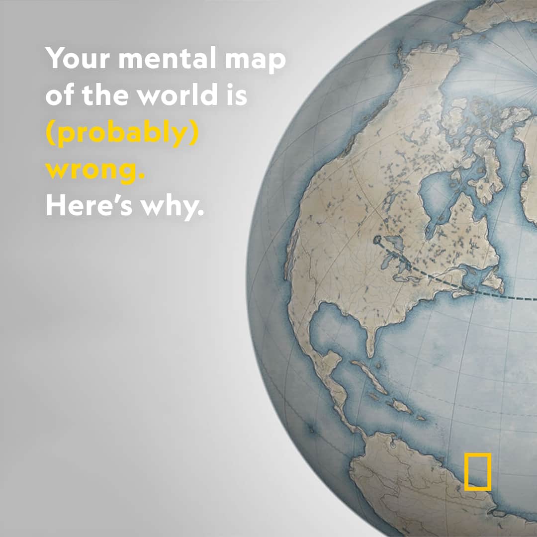 National Geographic Travelさんのインスタグラム写真 - (National Geographic TravelInstagram)「See how accurate your mental map is—or isn't—at the link in bio.  Most of us have a rough map of the world in our minds that we use any time we think about places. But these mental maps aren’t necessarily reliable. In fact, many of the maps in our heads share the same errors, some of which are quite large—and surprisingly resistant to correction.  Map Courtesy of John Nelson, ESRI」8月24日 22時00分 - natgeotravel