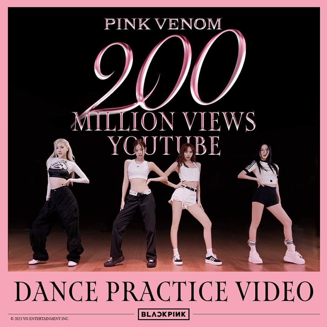 BLACKPINKのインスタグラム：「#BLACKPINK #블랙핑크 #PinkVenom #DANCE_PRACTICE_VIDEO #안무영상 #200MILLION #YOUTUBE #YG」