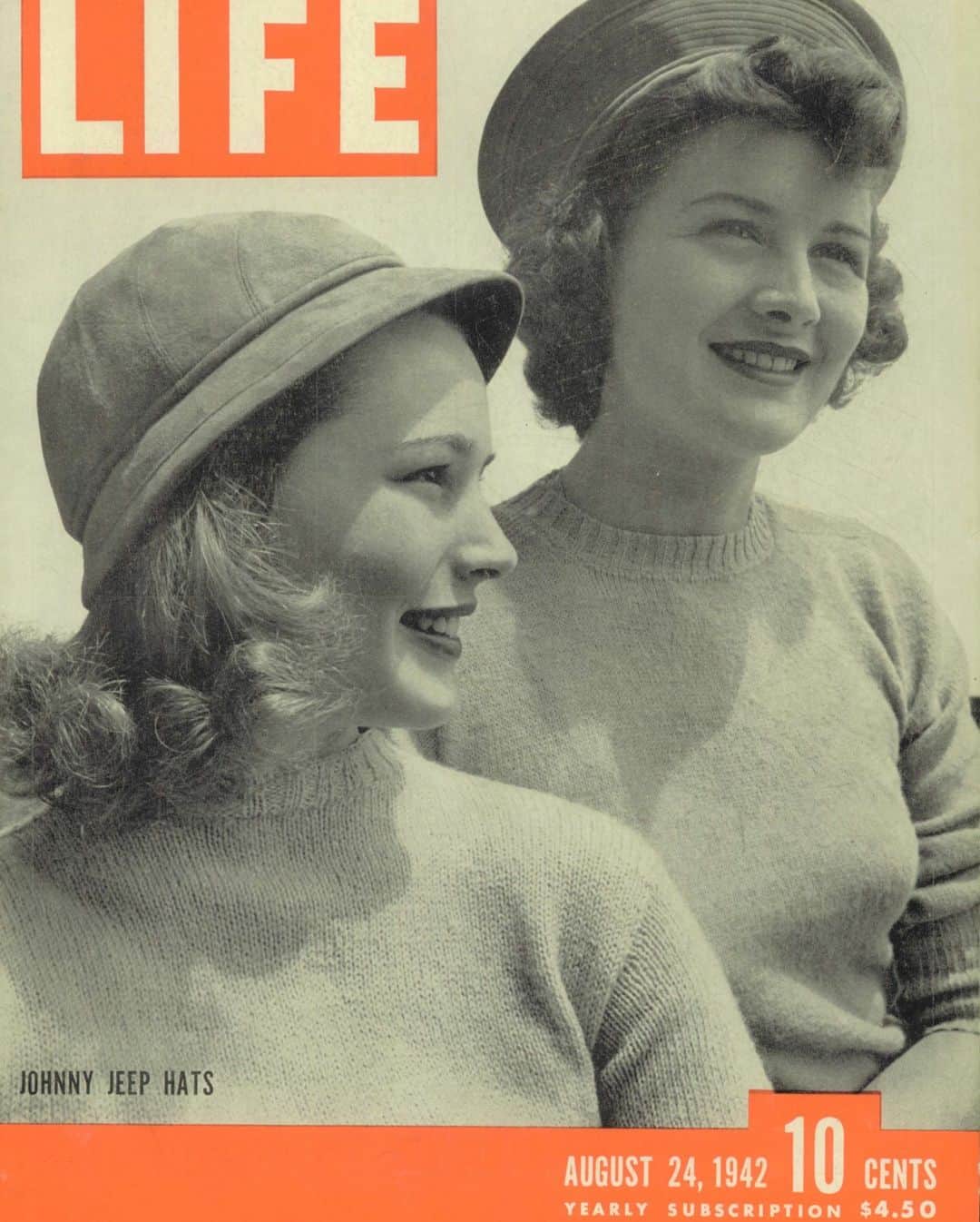 lifeのインスタグラム：「LIFE Magazine cover from August 24, 1942, featuring models wearing Johnny Jeep hats. Click the link in our bio to see the full issue!  (📷 Nina Leen/LIFE Picture Collection)  #LIFEMagazine #LIFEArchive #LIFECover #1940s #NinaLeen #Fashion #Hats #Accessories #OnthisDay」