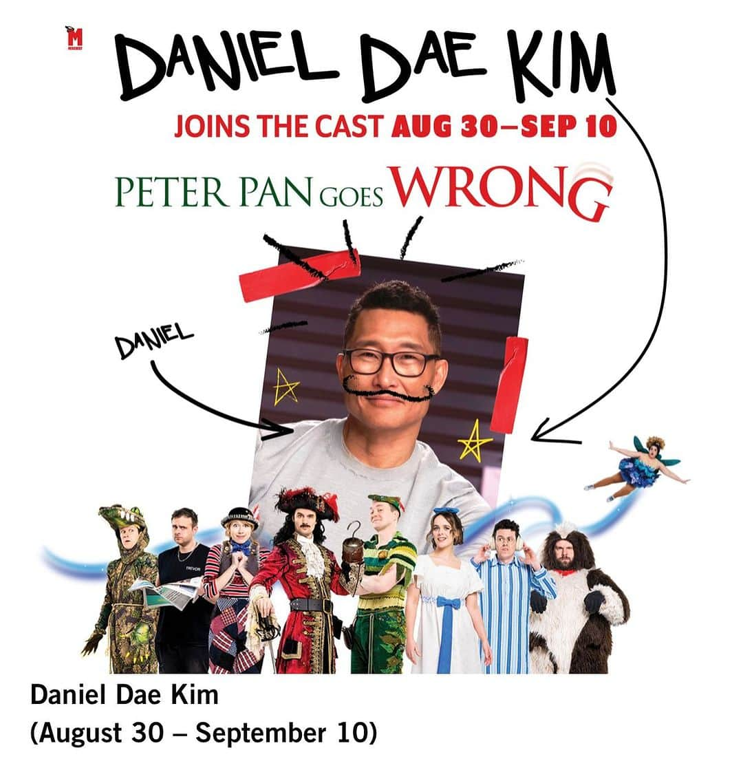 ダニエル・デイ・キムのインスタグラム：「If you could use a little laugh right now, (and who couldn’t these days? :) come on out to the Ahmanson Theater in LA as I join the cast of Peter Pan Goes Wrong. I’m excited to be a part of this critically acclaimed show, fresh from its Broadway run, for just a limited time - August 30th til September 10th.   In solidarity with my fellow actors and writers I will be donating my salary from the show to the Entertainment Community Fund, as well as the Maui Strong and Kako’o Maui Funds to help those in need after the recent tragic wildfires in my home state.  If you’re interested in coming, click the link in my bio for information and tickets. Hope to see you at the theater!  @peterpanbway @hawaiicommunityfoundation #mauistrong #sagaftrastrong #wgastrong」