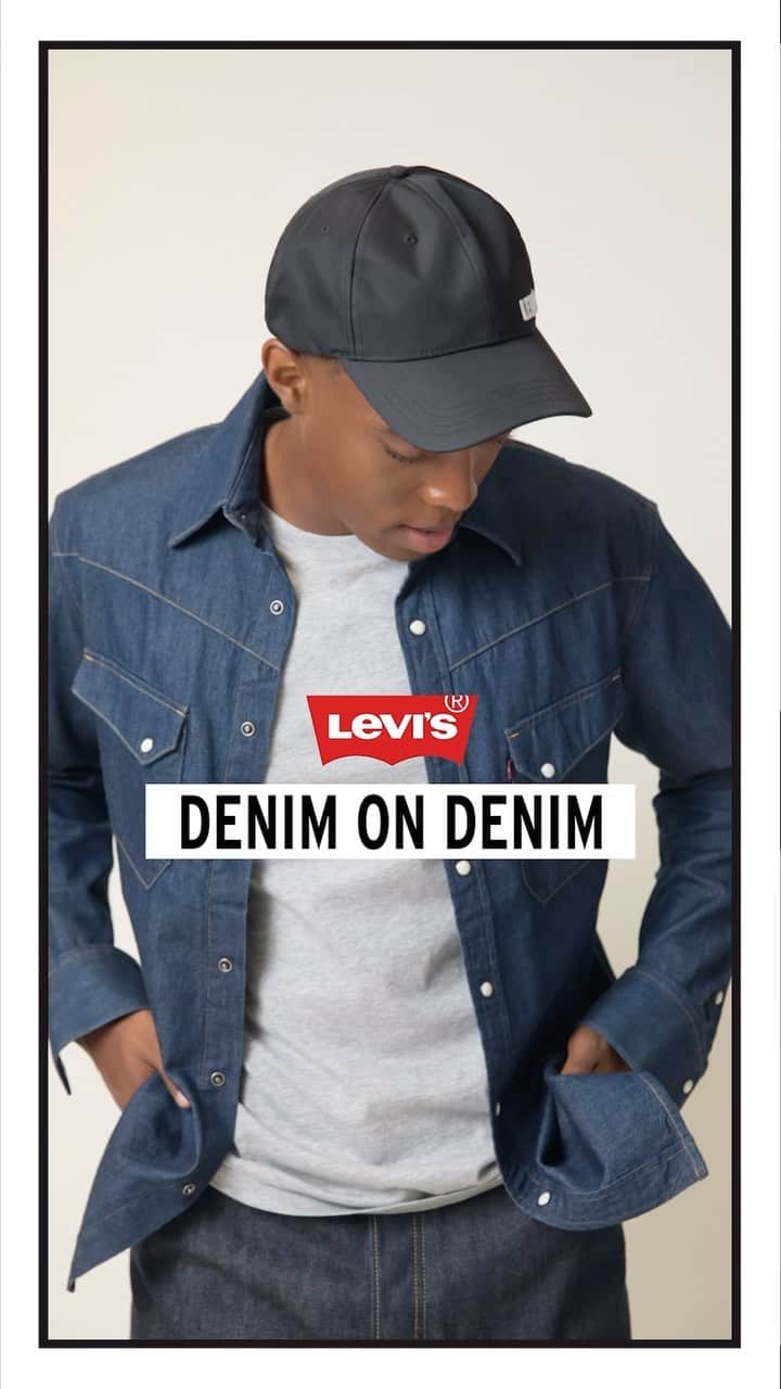 Levi’sのインスタグラム：「Anyone can own the Denim on Denim look. The options are endless and there are absolutely no rules. Mix and match your washes. Play with silhouettes. Or layer it on and on and on...  Shop the looks at the link in bio or stories.」