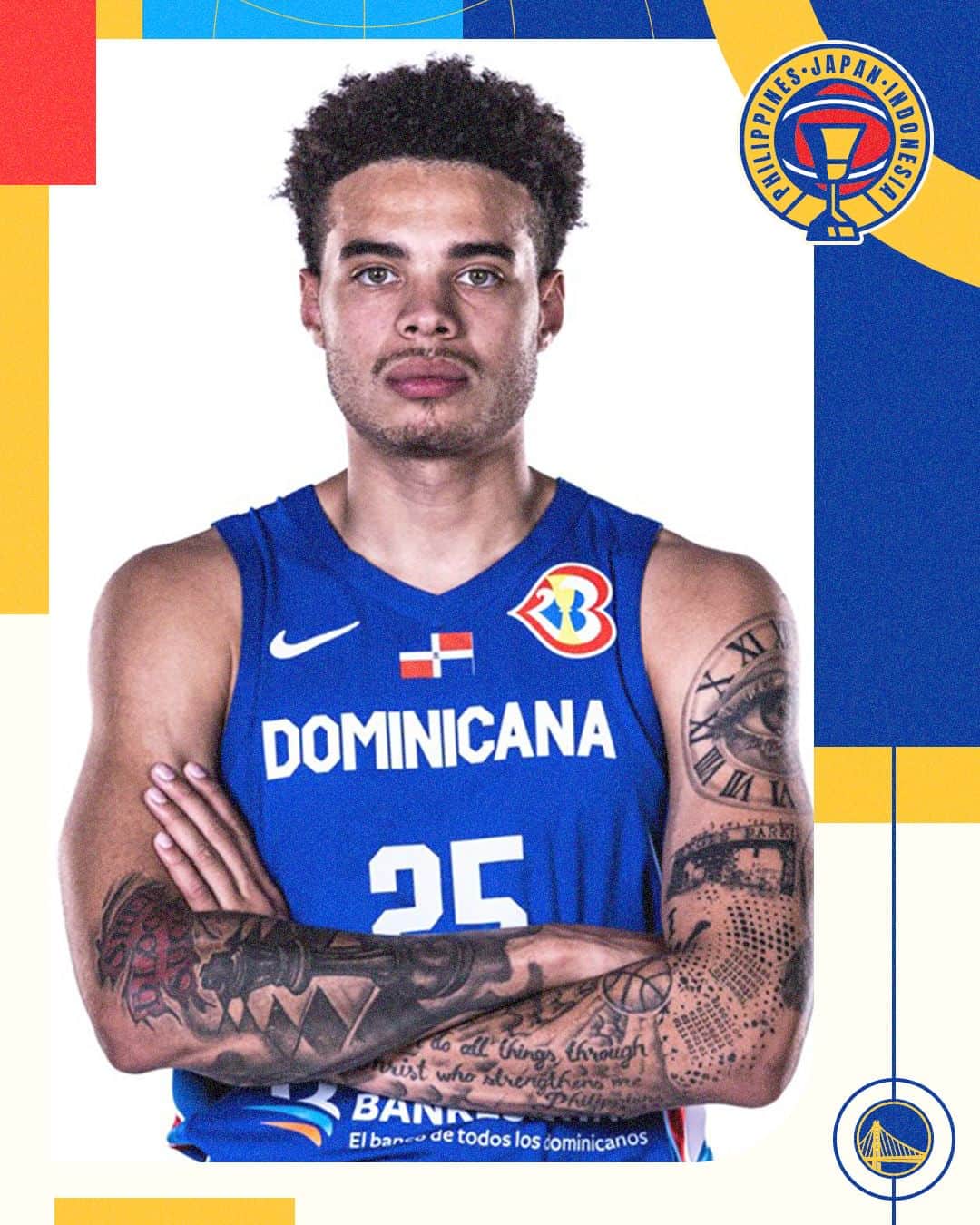 ゴールデンステート・ウォリアーズのインスタグラム：「Ready to show out on a global stage.  Lester Quinones will represent the Dominican Republic at the FIBA World Cup. 🇩🇴」