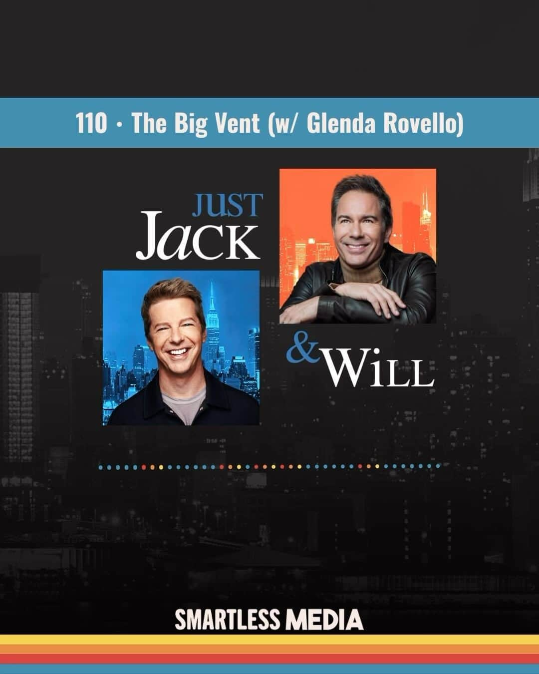 ショーン・ヘイズのインスタグラム：「Who’s got a light? It’s a new “Just Jack & Will”! Eric McCormack and I chat with production designer extraordinaire, Glenda Rovello. This episode was recorded prior to the SAG-AFTRA strike on July 14th.   To LISTEN, Click HERE:  https://wondery.com/links/just-jack-will/  #SmartLessMedia #JustJackAndWill #SeanHayes #EricMcCormack #GlendaRovello #WillAndGrace #WonderyMedia #AmazonMusic」