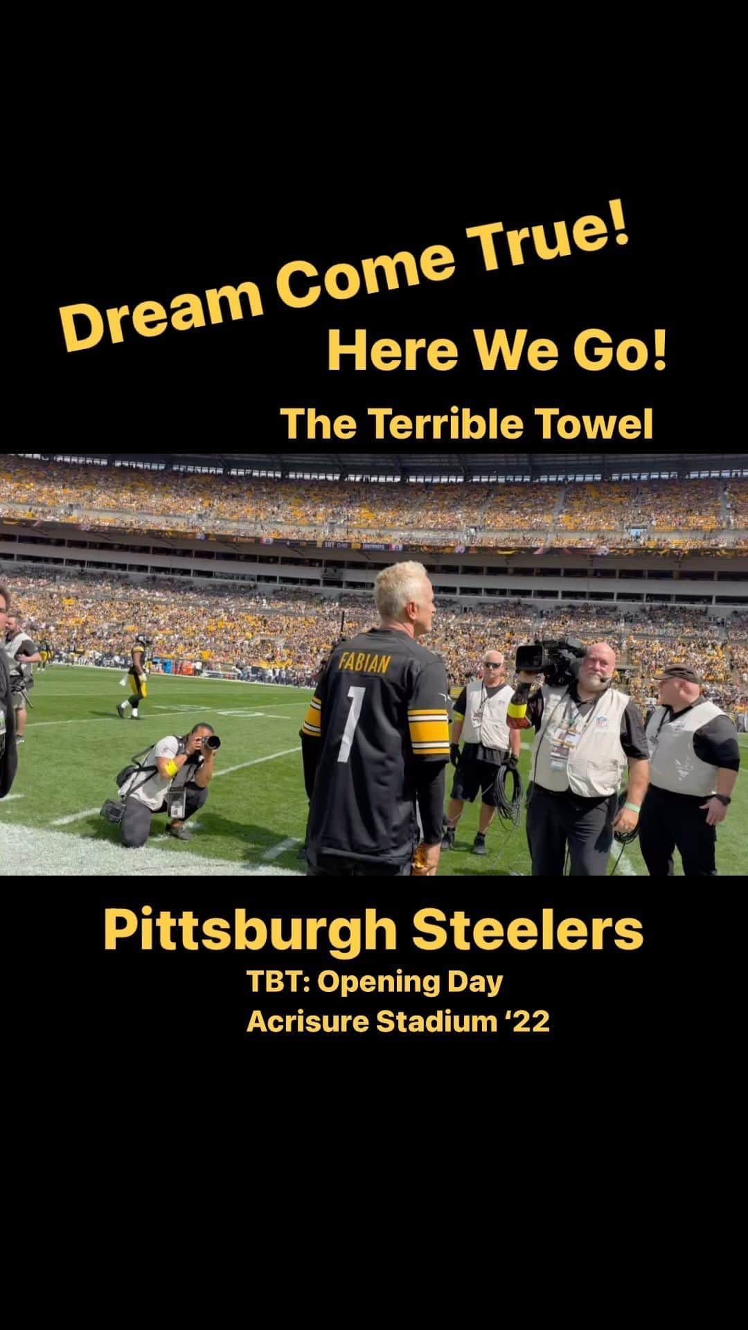 パトリック・ファビアンのインスタグラム：「TBT: Opening Day of @acrisurestadium for @steelers ‘22 Season…..Total Dream Come True!  A-MAZING Stillers! #herewego  @steelers_nation_unite」