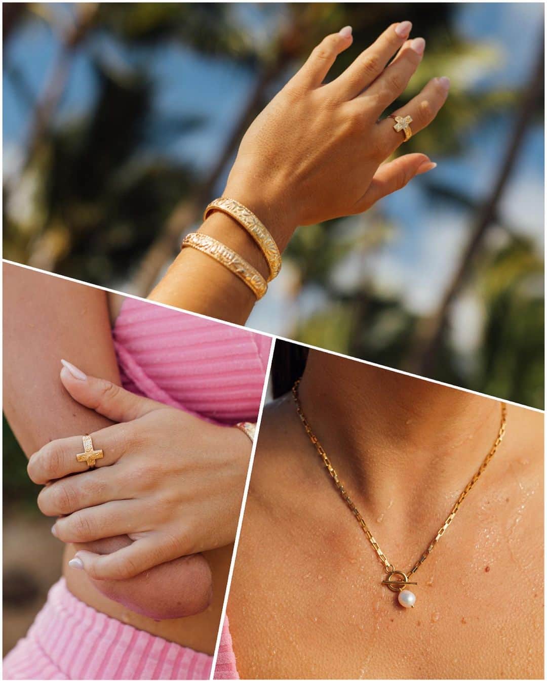 Bethany Hamiltonのインスタグラム：「Stoked to announce the official launch of the @maecargo x @beautifullyflawedfoundation 3-piece jewelry collection — inspired by faith, Hawaiian lifestyle, and the beauty in flaws! 🌊 🌺  This beautiful line includes an adjustable ring, adjustable bracelet, and easy clasp necklace, all created with the adaptive needs of our Beautifully Flawed Retreat attendees in mind. Over the past few months, Kate, the owner of Mae Cargo, has poured her heart and soul into creating these beautiful pieces, capturing the essence of our retreats for those with limb difference to transform it into wearable art.   Not only are these pieces gorgeous and handcrafted with the highest quality to withstand sweat, water, and the ocean, but they serve a greater purpose as well: The purchase of this line directly helps keep our mission of providing hope to overcome through Jesus. By purchasing one or more of these Beautifully Flawed collection pieces, 15% of each order goes back to our foundation to help support our programs for young women and men with limb difference.  We are so grateful for Mae Cargo, this special partnership, and couldn’t be more excited for young women to feel adorable wearing this adaptive jewelry line.  Link in the @beautifullyflawedfoundation profile to shop now and learn more about the collection!  📷 @taliapasheyphoto #MaeCargo #BeautifullyFlawedFoundation」