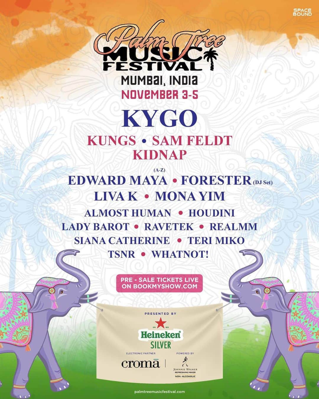 KYGOのインスタグラム：「India 🇮🇳  Get ready for Palm Tree Festival’s India Debut 🙌🏻 We are so excited to unveil this exciting artist lineup. Can’t wait for you all to join us on 3/11 - 5/11 in Mumbai 🌴  Registered users please look for a secret link in your inbox 📥 and grab your tickets now!」