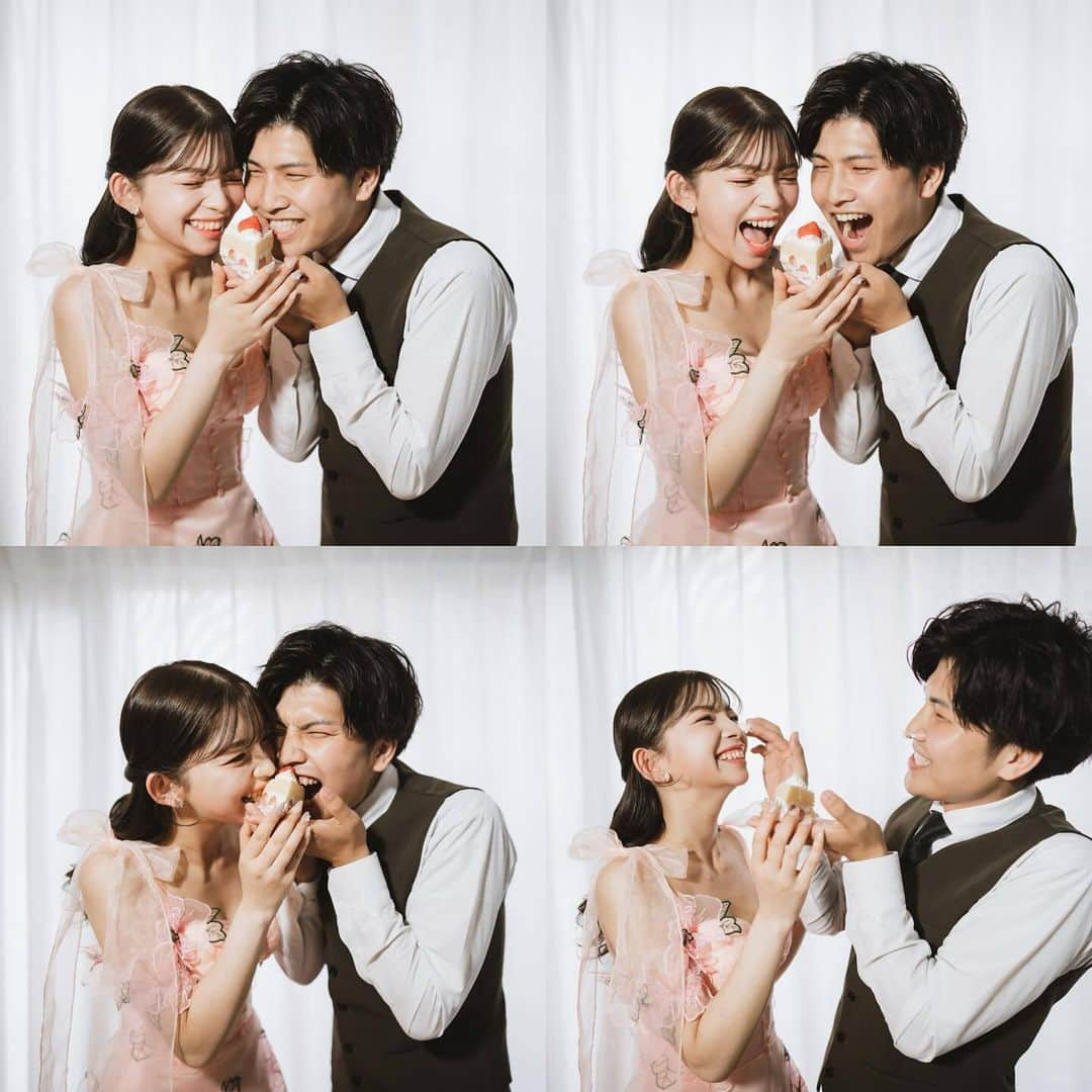 プレ花嫁の結婚式準備サイト farny 【ファーニー】のインスタグラム：「@farny_weddingをフォローして #プラコレ #美花嫁図鑑 を付けて投稿してください⡱ . ‥‥‥‥‥‥‥‥‥‥‥‥‥‥ Today's wedding photo from... @rino.wedding さん⚐* . 可愛いすぎるコマ撮りフォト💗  お二人でケーキを頬張る姿にキュンとしますよね💞  思い出をそのまま切り取ったようなコマ撮りフォト＊ ぜひ参考にしてみてくださいね✨ . ‥‥‥‥‥‥‥‥‥‥‥‥‥‥ . \\花嫁ライター募集中// @farny_wedding のDMに ”farny花嫁ライター希望”とお送りください✈︎✉︎ . \\花嫁アプリ // プロのアドバイザーに結婚式の相談を何度でも ウェディングドレスの記事や、 自分のウェディングレポを残せちゃう♡” . >>>TOPのURLからcheck ⋈ @placole_dressy >>>結婚のご相談は プラコレウェディングアドバイザーへ♡ @wedding_adviser >>>ウェディングレポを残したいなら、 farny by プラコレをcheck ✎ @farny_wedding >>>ウェディングアイデア＆DIYは ドレシーアイデアcheck ❁ @dressy_idea >>>素敵なドレスに出会いたい花嫁さま♡ @dressyonline_をcheck >>>お洒落で可愛いパパママ婚やフォトは @dressy.baby をcheck ∴ >>>鎌倉にOPEN”お花とドレスと紅茶のカフェ” @dressyroom_teaをcheck𓌉𓇋 . ‥‥‥‥‥‥‥‥‥‥‥‥‥‥  #一度きりの人生一度は魔法にかけられて #結婚準備 #結婚式 #結婚式場 #当日レポ #撮影指示書 #weddingtbt #weddingdress #ウェディングドレス #ウェディングフォト #ブライダルフェア #farnyレポ #美花嫁図鑑 #mydress #大人可愛い #花嫁コーデ #花嫁コーディネート　#コマ撮り #前撮り #撮影構図」