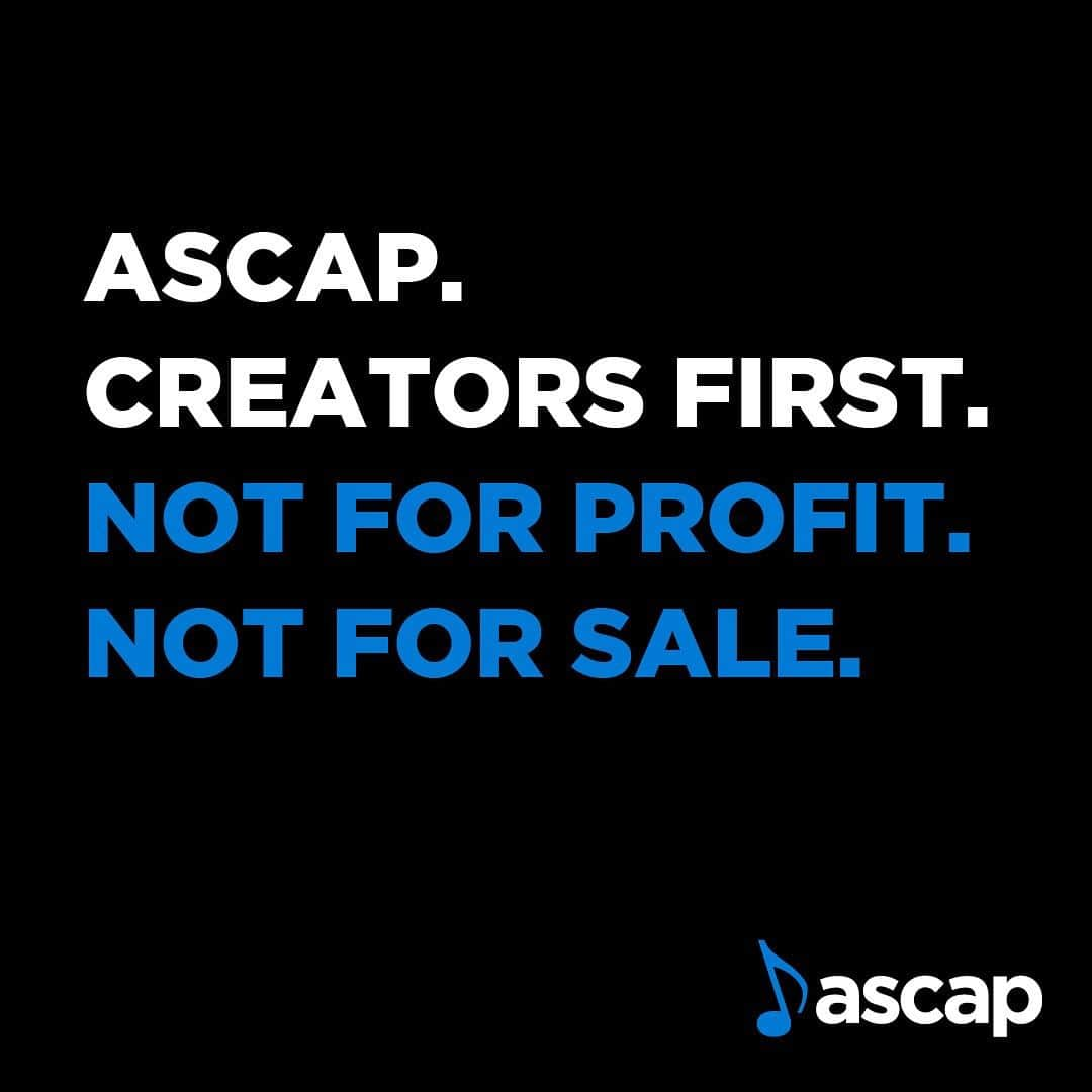 ASCAPのインスタグラム：「ASCAP is the only U.S. PRO that operates as a not-for-profit and the only one founded and governed by songwriters, composers and music publishers. ASCAP puts creators first, always.  Join ASCAP for free today at the 🔗 in our bio.」