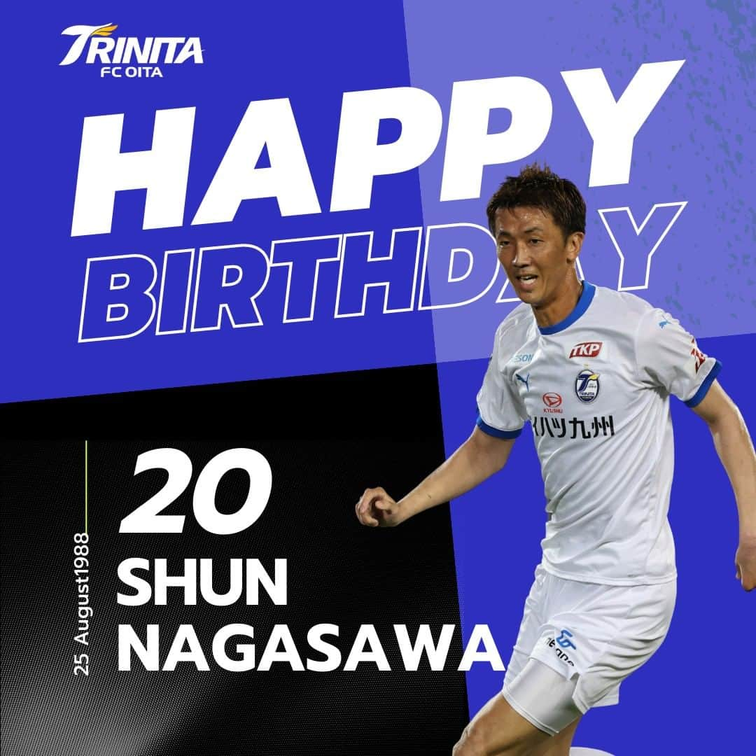 大分トリニータのインスタグラム：「🔵🟡HAPPY BIRTHDAY  本日8月25日は #長沢駿 選手の35歳の誕生日🎂 おめでとうございます❗️🎉 素敵な一年になりますように🐢✨  #大分トリニータ #繋 #trinita #レゾド1万人」