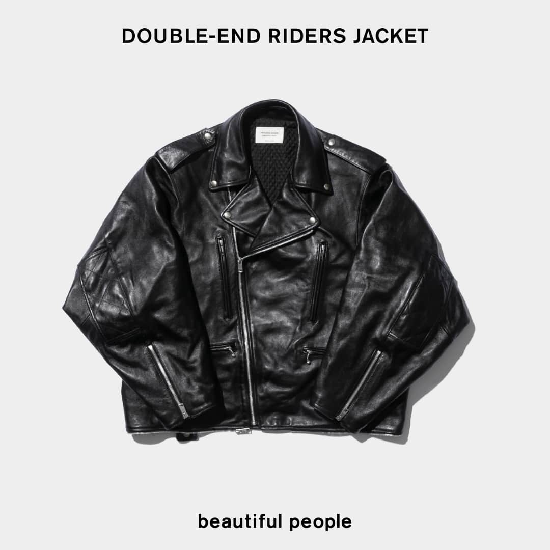 ビューティフルピープルさんのインスタグラム写真 - (ビューティフルピープルInstagram)「#Preorder⁠ Fall 2023 Collection⁠ double-end riders jacket⁠ ⁠ 人気のダブルエンドライダースが登場します。⁠ Fall 2023 Collectionでは、定番のダブルのライダースが上下反転して着用することでカフェレーサー型シングルライダースに変化します。⁠ ⁠ オンラインストアと直営店舗にて予約受付中⁠ 9/9（土）直営全店にて発売予定⁠ ⁠ ⁠□ double-end vintage leather riders jacket⁠ colour: black⁠ size: 34/36/38/40/42⁠ ⁠ ⁠ The new style DOUBLE-END riders are now available for pre-order online. Launch early-September. ⁠ Changed from Side-A: The classic rider transformed into Side-B: a café racer single breast rider jacket when worn upside down. ⁠ ⁠ ⁠ ___⁠ ⁠ ⁠【beautiful people 直営店舗⁠】⁠⁠⁠⁠ ⁠ ■Online store⁠ www.beautiful-people.jp⁠ ⁠ ■Global Online store⁠ www.beautiful-people-creations-tokyo.com⁠ ⁠ ■ 青山店⁠⁠⁠⁠ 東京都港区南青山3-16-6⁠⁠⁠⁠ ⁠⁠⁠⁠ ■ 新宿伊勢丹店（ @restyle_tokyo_isetanmitsukoshi ）⁠⁠⁠⁠ 東京都新宿区新宿3-14-1 伊勢丹新宿店本館2階⁠⁠⁠⁠ TOKYOクローゼット/リ・スタイルTOKYO⁠⁠⁠⁠ ※三越伊勢丹リモートショッピングアプリからもお問い合わせ可⁠ ⁠⁠⁠⁠ ■ 渋谷PARCO店（ @parco_shibuya_official ）⁠⁠⁠⁠ 東京都渋谷区宇田川町15-1 渋谷パルコ 2F⁠⁠⁠⁠ ⁠⁠⁠⁠⁠⁠⁠⁠※メンズ対応サイズ展開中⁠ ⁠ ■ ジェイアール名古屋タカシマヤ店（@style_and_edit_nagoya ）⁠⁠⁠⁠ 愛知県名古屋市中村区名駅1丁目1番4号 ジェイアール名古屋タカシマヤ4階　モード＆トレンド「スタイル＆エディット」⁠⁠⁠⁠ ⁠⁠⁠⁠ ■⁠阪急うめだ店⁠⁠ (@hankyumode )⁠⁠⁠ 大阪府大阪市北区角田町8番7号 阪急うめだ本店 3階　モード⁠⁠⁠⁠ ⁠ ___⁠ ⁠ #beautifulpeople⁠⁠⁠ #ビューティフルピープル⁠⁠⁠ #creationstokyo⁠ #23pf #23prefall⁠ #SideC ⁠ #DOUBLEEND⁠ #ダブルエンド⁠ #ridersjacket⁠ #ライダースジャケット」8月25日 10時00分 - beautifulpeople_officialsite
