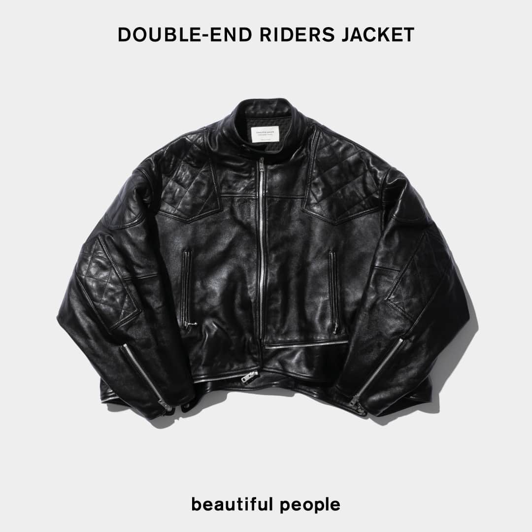 ビューティフルピープルさんのインスタグラム写真 - (ビューティフルピープルInstagram)「#Preorder⁠ Fall 2023 Collection⁠ double-end riders jacket⁠ ⁠ 人気のダブルエンドライダースが登場します。⁠ Fall 2023 Collectionでは、定番のダブルのライダースが上下反転して着用することでカフェレーサー型シングルライダースに変化します。⁠ ⁠ オンラインストアと直営店舗にて予約受付中⁠ 9/9（土）直営全店にて発売予定⁠ ⁠ ⁠□ double-end vintage leather riders jacket⁠ colour: black⁠ size: 34/36/38/40/42⁠ ⁠ ⁠ The new style DOUBLE-END riders are now available for pre-order online. Launch early-September. ⁠ Changed from Side-A: The classic rider transformed into Side-B: a café racer single breast rider jacket when worn upside down. ⁠ ⁠ ⁠ ___⁠ ⁠ ⁠【beautiful people 直営店舗⁠】⁠⁠⁠⁠ ⁠ ■Online store⁠ www.beautiful-people.jp⁠ ⁠ ■Global Online store⁠ www.beautiful-people-creations-tokyo.com⁠ ⁠ ■ 青山店⁠⁠⁠⁠ 東京都港区南青山3-16-6⁠⁠⁠⁠ ⁠⁠⁠⁠ ■ 新宿伊勢丹店（ @restyle_tokyo_isetanmitsukoshi ）⁠⁠⁠⁠ 東京都新宿区新宿3-14-1 伊勢丹新宿店本館2階⁠⁠⁠⁠ TOKYOクローゼット/リ・スタイルTOKYO⁠⁠⁠⁠ ※三越伊勢丹リモートショッピングアプリからもお問い合わせ可⁠ ⁠⁠⁠⁠ ■ 渋谷PARCO店（ @parco_shibuya_official ）⁠⁠⁠⁠ 東京都渋谷区宇田川町15-1 渋谷パルコ 2F⁠⁠⁠⁠ ⁠⁠⁠⁠⁠⁠⁠⁠※メンズ対応サイズ展開中⁠ ⁠ ■ ジェイアール名古屋タカシマヤ店（@style_and_edit_nagoya ）⁠⁠⁠⁠ 愛知県名古屋市中村区名駅1丁目1番4号 ジェイアール名古屋タカシマヤ4階　モード＆トレンド「スタイル＆エディット」⁠⁠⁠⁠ ⁠⁠⁠⁠ ■⁠阪急うめだ店⁠⁠ (@hankyumode )⁠⁠⁠ 大阪府大阪市北区角田町8番7号 阪急うめだ本店 3階　モード⁠⁠⁠⁠ ⁠ ___⁠ ⁠ #beautifulpeople⁠⁠⁠ #ビューティフルピープル⁠⁠⁠ #creationstokyo⁠ #23pf #23prefall⁠ #SideC ⁠ #DOUBLEEND⁠ #ダブルエンド⁠ #ridersjacket⁠ #ライダースジャケット」8月25日 10時00分 - beautifulpeople_officialsite