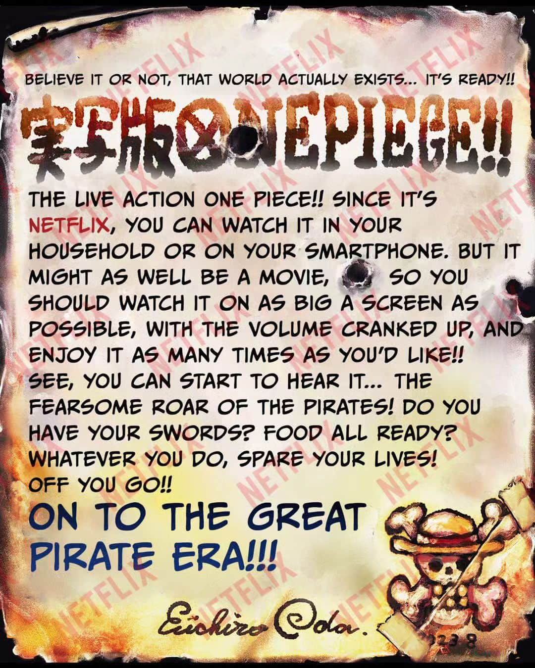 ONE PIECEスタッフ公式さんのインスタグラム写真 - (ONE PIECEスタッフ公式Instagram)「Are you ready to sail?  Netflix's live-action "ONE PIECE" is finally on board! !  Don't forget to check the latest message from Oda-sensei. Have fun!  #ONEPIECE #OnePieceNetflix」8月25日 13時05分 - onepiece_staff