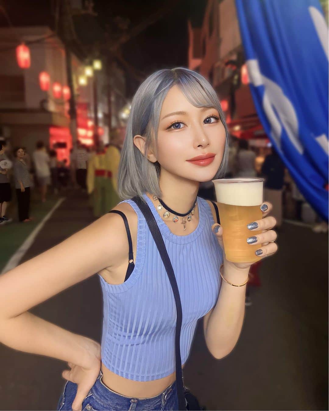 のインスタグラム：「今年は沢山お祭り行けて嬉しい🍻🏮 . . #中目黒 #中目黒夏まつり」