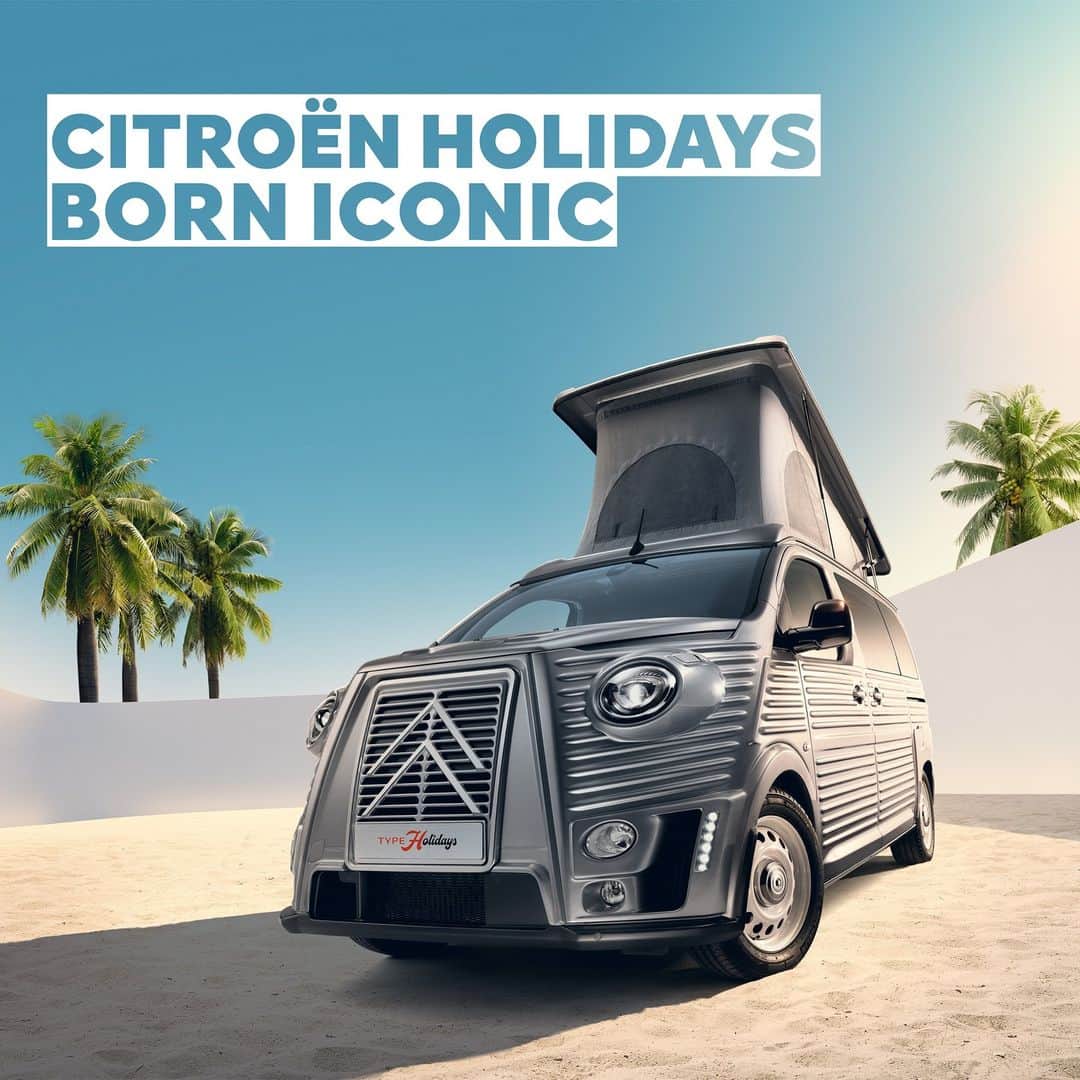 Citroënのインスタグラム：「An iconic design is now embracing the van life #CitroënHolidays. Soon, your new camper van.」