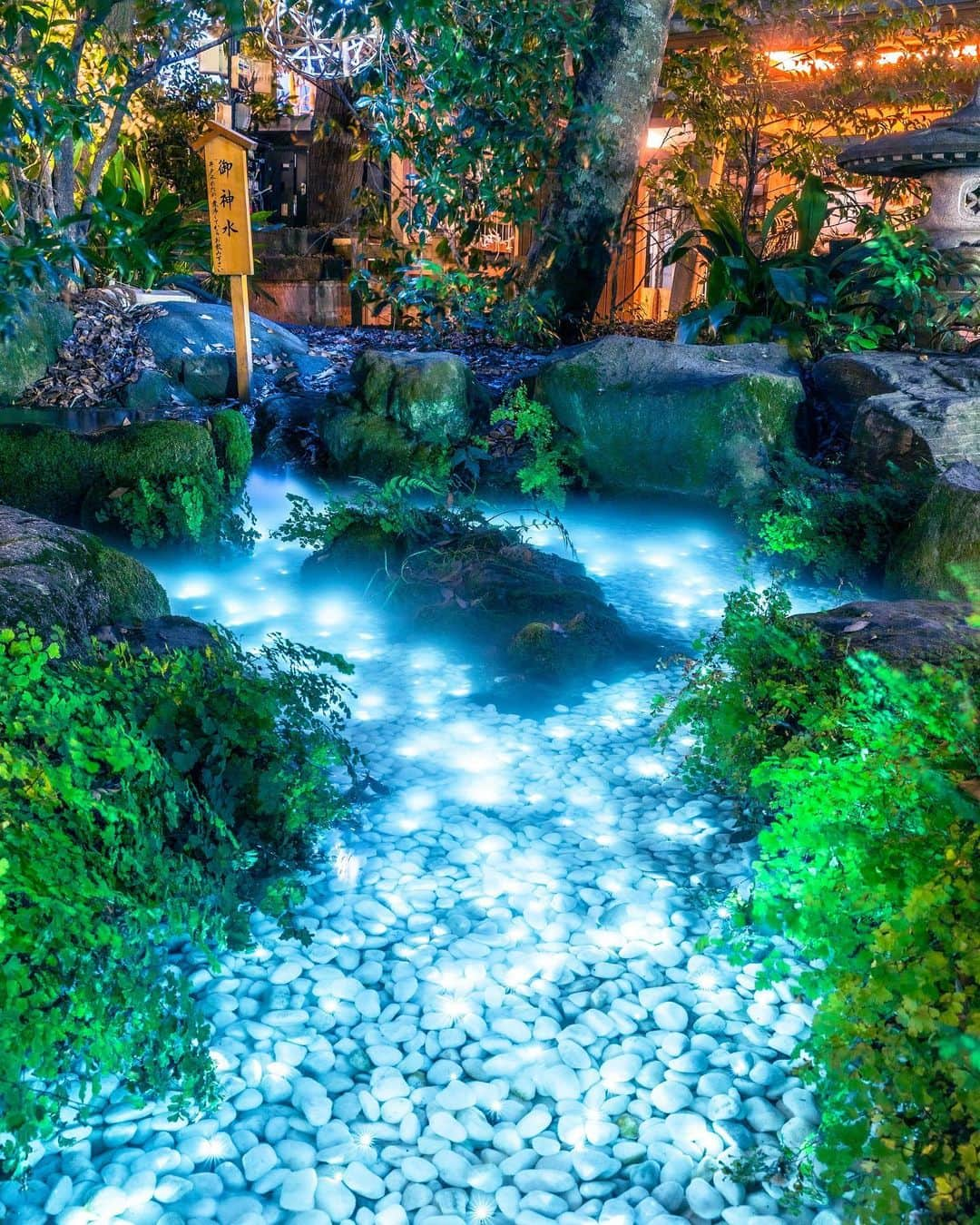 川越氷川神社さんのインスタグラム写真 - (川越氷川神社Instagram)「. 光る川がより美しく見える日は「風」がない夜です。川面を覆うミストは風があると流れてしまいますが、風がない日は滞留するため、より幻想的な光となります。  ※光る川は18時頃から20時まで  #川越氷川神社  #縁むすび風鈴 #光る川 #天の川 #ミスト #霧 #神社 #埼玉 #小江戸川越 #川越 #kawagoe #kawagoehikawashrine」8月25日 18時23分 - kawagoe_hikawa