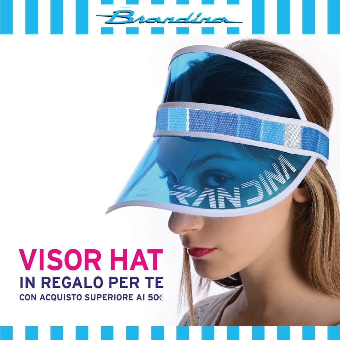 ブランディーナのインスタグラム：「Acquista online per un valore superiore a 50€ e ottieni gratuitamente "Visor Hat", la visiera ottima per l'estate, per una partita di tennis sotto il sole, oppure per stare in spiaggia.   👉Approfitta subito di questa incredibile promozione che dura solo fino all'31/08/2023!   Aggiungi i prodotti che ami al carrello e raggiungi il totale di 50€, senza la necessità di inserire codici sconto, riceverai la visiera "Visor Hat", perfetta per aggiungere un tocco di glamour al tuo look.🩷」