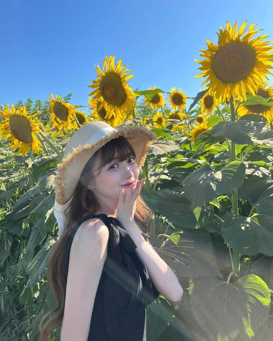 Kirariさんのインスタグラム写真 - (KirariInstagram)「ひまわり畑🌻お友達が麦わら帽子くれたの👒」8月25日 20時34分 - kirari_1016_