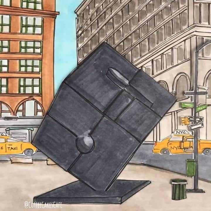 RIASIMのインスタグラム：「How about we spin and twirl happily into the weekend!! 💃🏻 Can you guess the other name given to the Cube? 🤔💬  . The Cube is located at Astor Place ( @astorplacenyc ) and always fun to see! Especially when you see people spinning the cube…a picture moment! 😄📸 if you’re not familiar with the Cube, there lots of fun online read from @nytimes @nycgov and @abc7ny  . Woke up to rain ☔️…love the smell of rain! Stay dry! Happy Friday and weekend everyone!  . . . . . . . . . . . #astorplace #astorplacenyc #astorplacecube #stopmotionanimation #coffeecakescafe #prettycitynewyork #made_in_ny #nycart #nycartist #westvillagelife #westvillage #westvillagenyc #westvillagenewyork #newyorkcity」