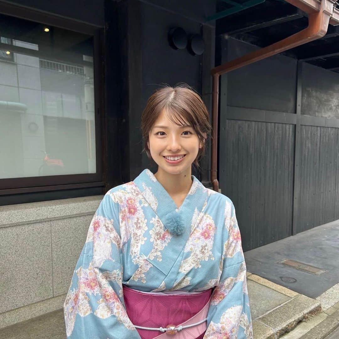 舘山聖奈のインスタグラム：「明日のフットマップはお休みです！ ⁡ 次回は蛙亭さんと夏の京都でチェキ旅です🎐🫧 ⁡ 今年2回目の浴衣☺️ ⁡ #フットマップ #カンテレ #offっとまっぷ」