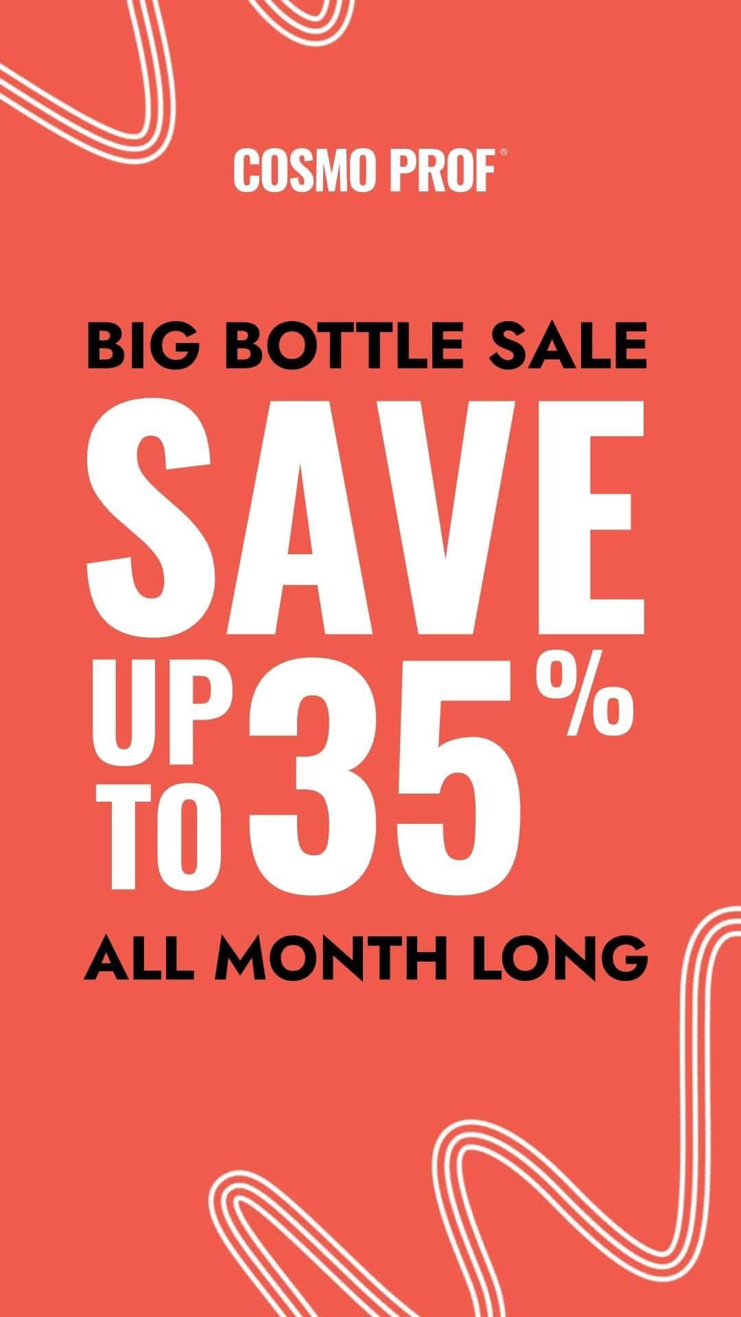 CosmoProf Beautyのインスタグラム：「Time is running out, take advantage of our Big Bottle Sale going on now through the end of August. Don't miss out on up to 35% off our best-selling brands.  Upsize and save. Head to your local Cosmo Prof store today!  #CosmoProf #BigBottleSale #BehindTheChair #HairStylistEducation #Sale」