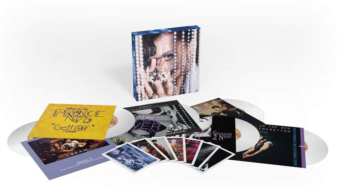 プリンスのインスタグラム：「DIAMONDS AND PEARLS featured five international singles: "Gett Off," "Cream," "Diamonds And Pearls," "Insatiable," "Money Don't Matter 2 Night," plus "Thunder," which was released only in the UK.   The DIAMONDS AND PEARLS 7"  Singles limited edition boxed set features all six, plus the previously unreleased "Alice Through The Looking Glass" b/w "Horny Pony (Version 2)". Order it now at the Prince Store, while stocks last! Link In Bio. #Prince #NPGRecords #DiamondsAndPearls #DiamondsAndPearlsBoxSet」