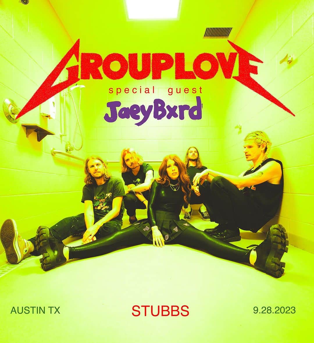 グループラブのインスタグラム：「Save the date ❤️ 9.28.23 ❤️ you are cordially invited to a Grouplove w/ special guest @jaeybxrd show. We all need a night together where we can forget about the grind for a few hours and release our troubles, stresses and pains into the cosmos. Let’s sing loud and lose ourselves. We will have a bunch of awesome merch, new songs and old ones for you. Can’t wait to see you there. Tickets are on sale now 🙌」