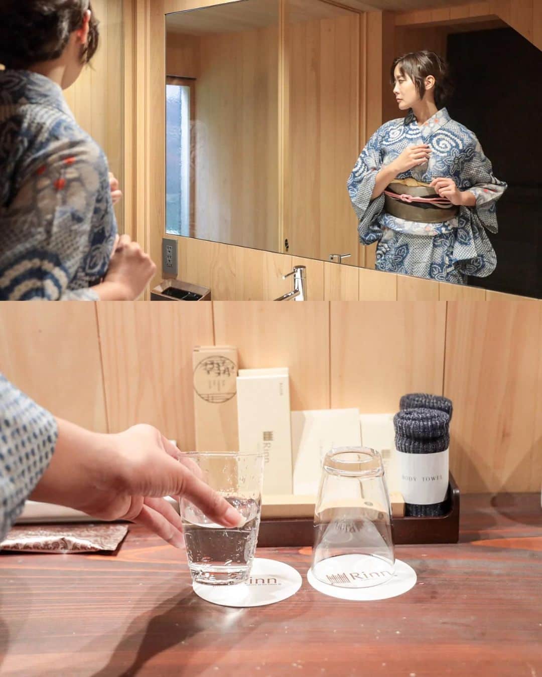 mimisomiさんのインスタグラム写真 - (mimisomiInstagram)「【京都ホテル】京町家をリノベした一棟貸し  十室すべて異なるデザイン&プライベート空間で京都気分を存分に味わえる🫶🏻  📍 @hotel_rinn  チェックイン 16:00 チェックアウト 11:00  【No5】タウンハウス ダブルベッド 五右衛門風呂がついたお部屋をチョイス！  お友達のあやのちゃん浴衣姿がお似合い🫶🏻🤍ホテル敷地内の路地とオールインクルーシブのサロンは、宿泊者限定なので、ホテルステイの撮影もはかどる✨  この日は、ほかの宿泊者さんと出会うこともなく、ゆったりとステイ。スタッフさんのお気遣いやおもてかしがていねいで、終始感動しました🥺✨  【サロン】 赤を基調とした内装がインパクト大！追加料金なしで、ドリンクや軽食をいただけます。朝昼晩で提供メニューが変わるので、何度でも足を運びたくなっちゃうよ！  【路地】 風情ある路と夜の表情の変化にも注目を！  【部屋】 私たちの泊まった部屋は、天井が高く吹き抜けの2階に寝室。空調も行き届き、快適に過ごせました！お風呂は五右衛門風呂の隣にシャワールームがあるので、お好みの使い方ができます◎TVも1.2階に設置あり。  #mimiホテルステイ #mimiおでかけ関西  #京都 #kyoto #京都ホテル #kyotohotel #京都旅行 #京都観光 #kyototrip #関西旅行 #京町家 #四季十楽 #shikijuraku #socialport #浴衣女子 #ホテルステイ #ホカンス   model @ayano.nitt」8月26日 10時34分 - mimisomi33