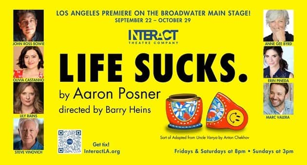 ジョン・ロス・ボウイさんのインスタグラム写真 - (ジョン・ロス・ボウイInstagram)「LIFE SUCKS by Aaron Posner  Sort of adapted from Uncle Vanya. Opens @thebroadwaterla on September 22. A stellar cast featuring @theoliviacastanho  @erinypineda @lilyrains @vinovichsteve @marcvalerala and #annegeebyrd. #lathtr #goseeaplay #chekhov #nuttybuddies」8月26日 2時21分 - johnrossbowie