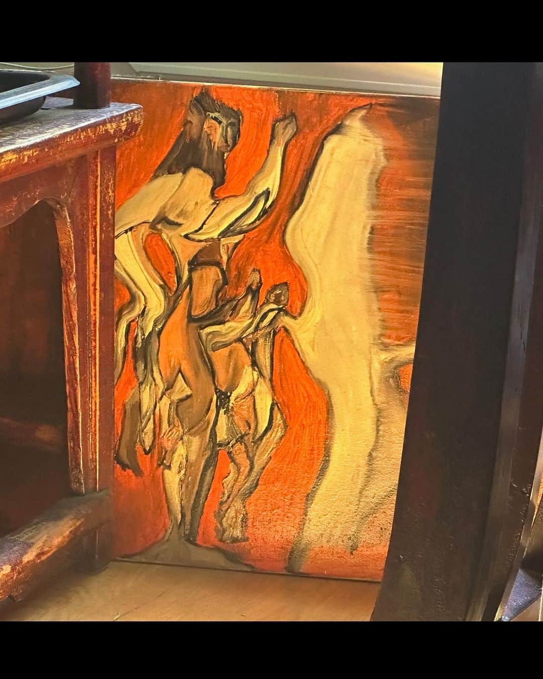 JULIEN D'YSのインスタグラム：「Satyr peint durant covid a New York part de trois tableaux ! 2020 #newyork  candle 🕯️ light 🔥#oilpaint」